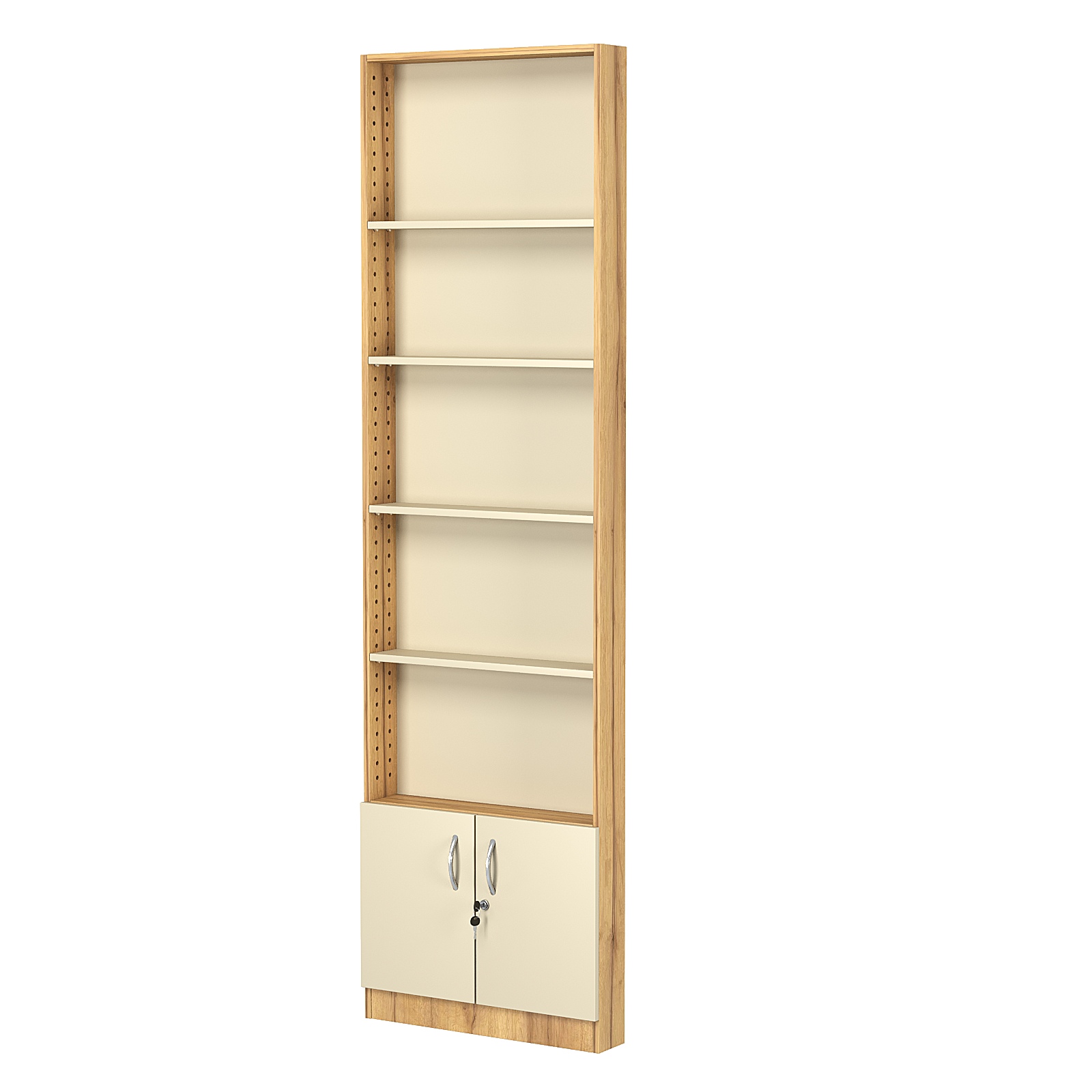 Стеллаж из ДСП с 4-мя полками 100x600 мм серии LEVEL-4 №1 (З/C - ДВП) Дуб Золотистый и Крем Вайс