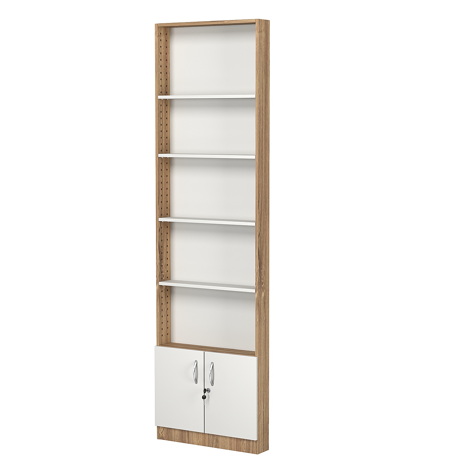 Стеллаж из ДСП с 4-мя полками 100x600 мм серии LEVEL-4 №1 (З/C - ДВП) Дуб Канзас коричневый + Белый