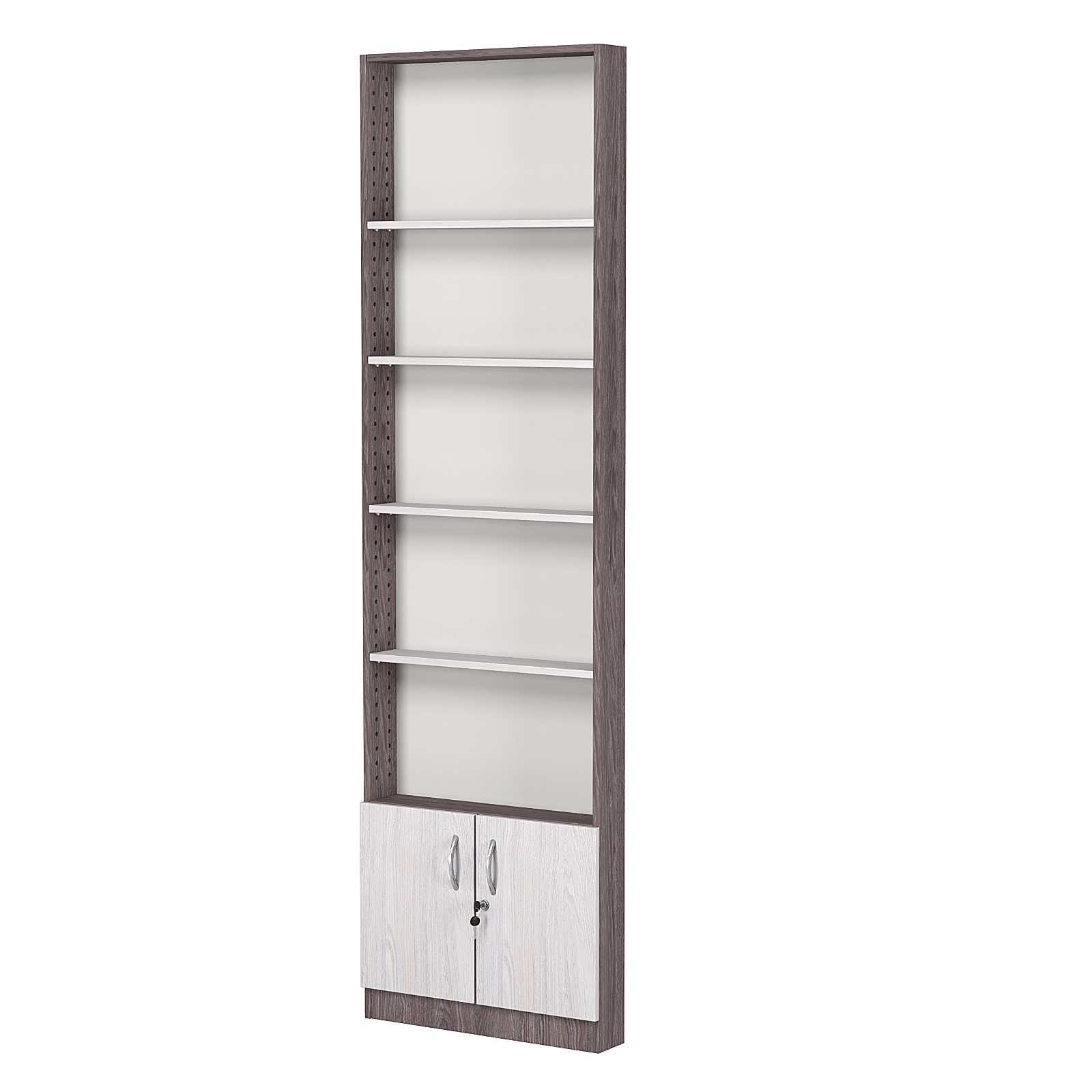 Стеллаж из ДСП с 4-мя полками 100x600 мм серии LEVEL-4 №1 (З/C - ДВП) Ясень Анкор темный + Ясень Анкор светлый