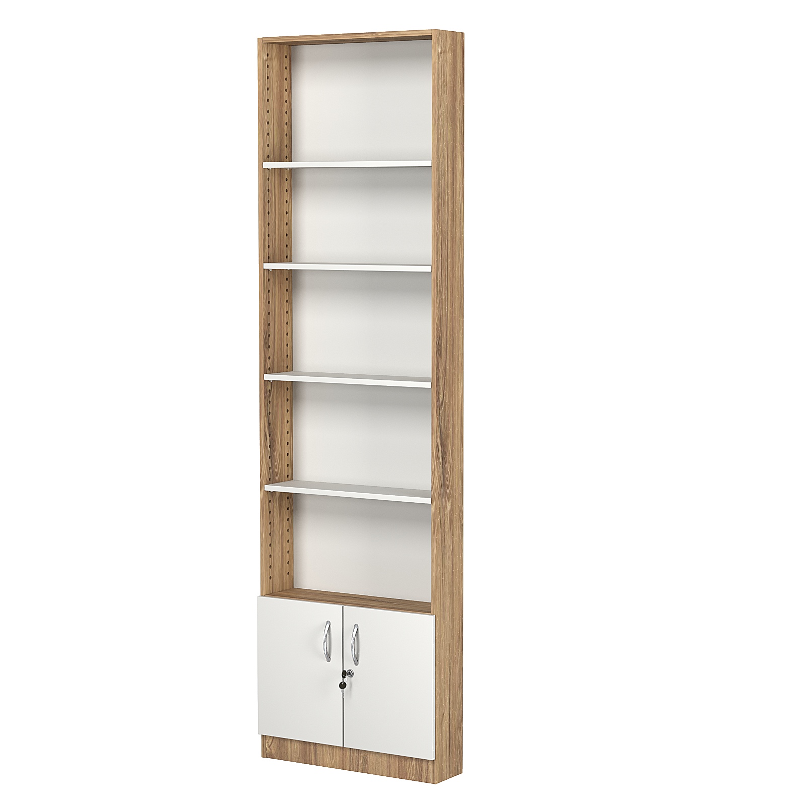 Стеллаж из ДСП с 4-мя полками 150x600 мм серии LEVEL-4 №2 (З/C - ДВП) Дуб Канзас коричневый + Белый