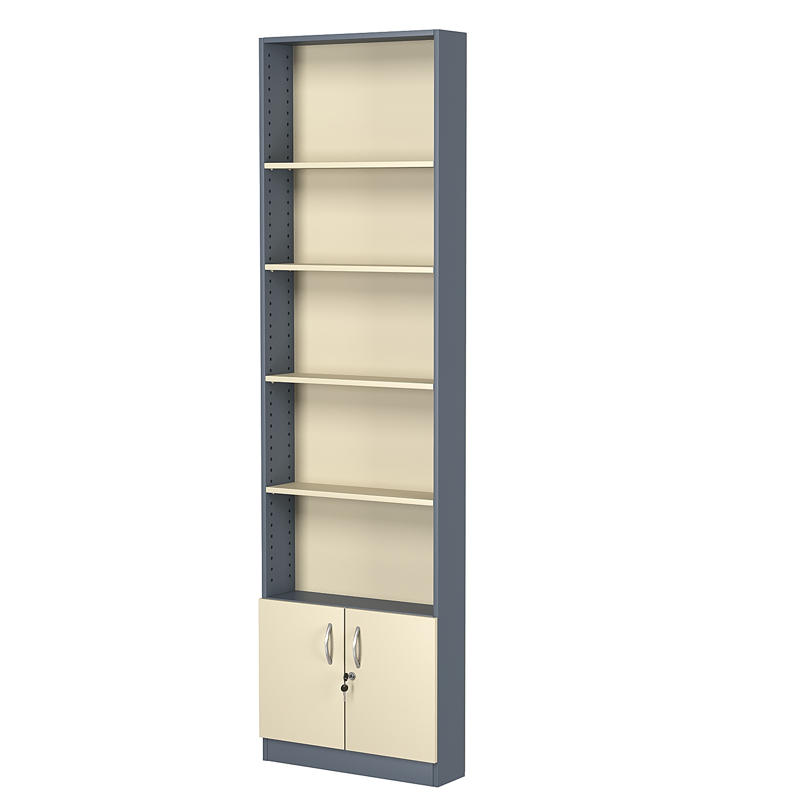 Стеллаж из ДСП с 4-мя полками 150x600 мм серии LEVEL-4 №2 (З/C - ДВП) Темно-серый + Крем Вайс