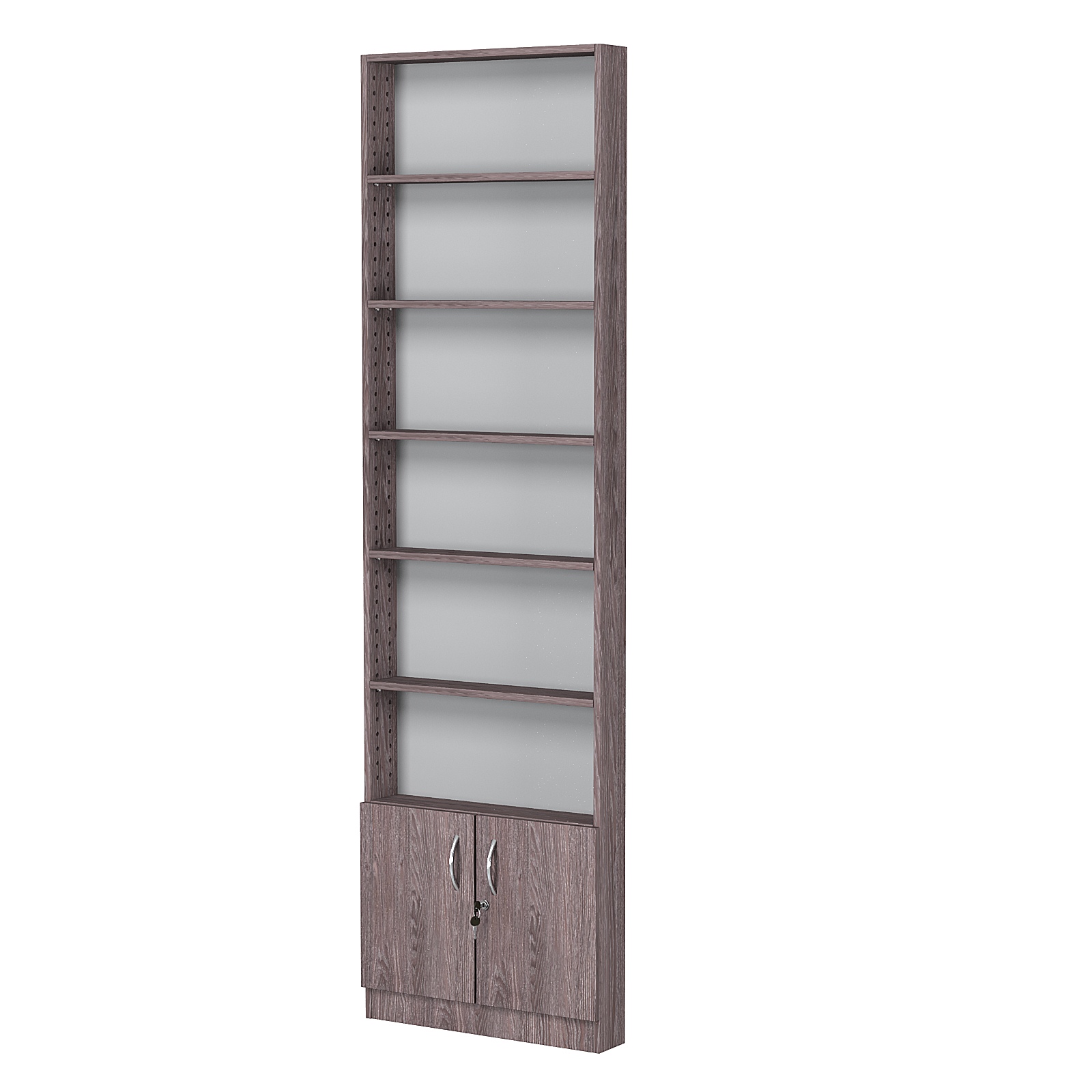 Стеллаж из ДСП с 5-ю полками 100x600 мм серии LEVEL-5 №1 (З/C - ДВП) Ясень Анкор темный