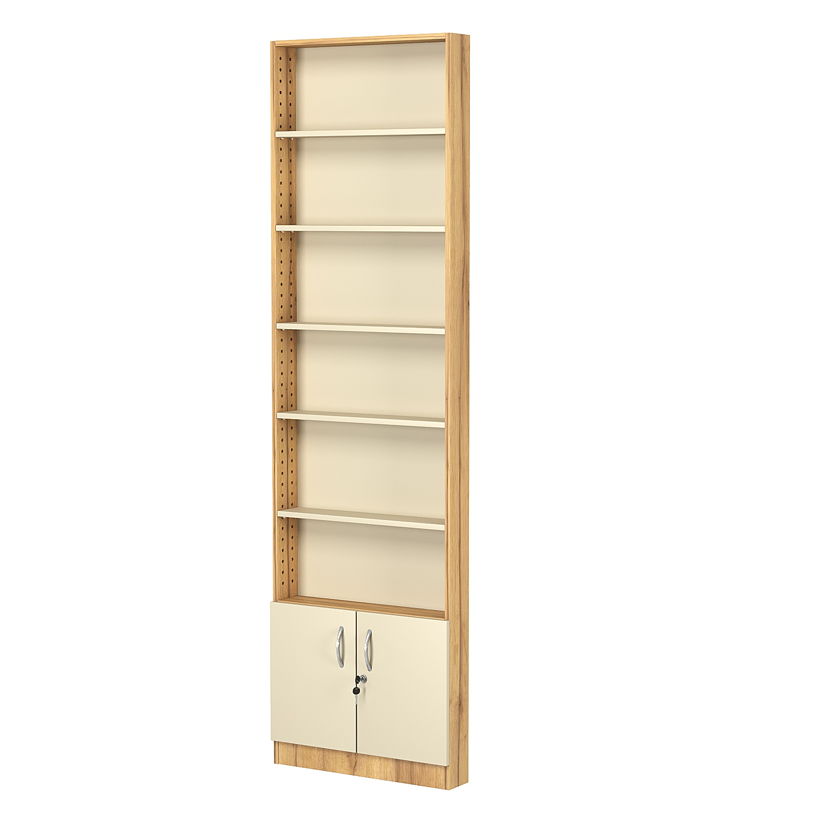 Стеллаж из ДСП с 5-ю полками 100x600 мм серии LEVEL-5 №1 (З/C - ДВП) Дуб Золотистый и Крем Вайс