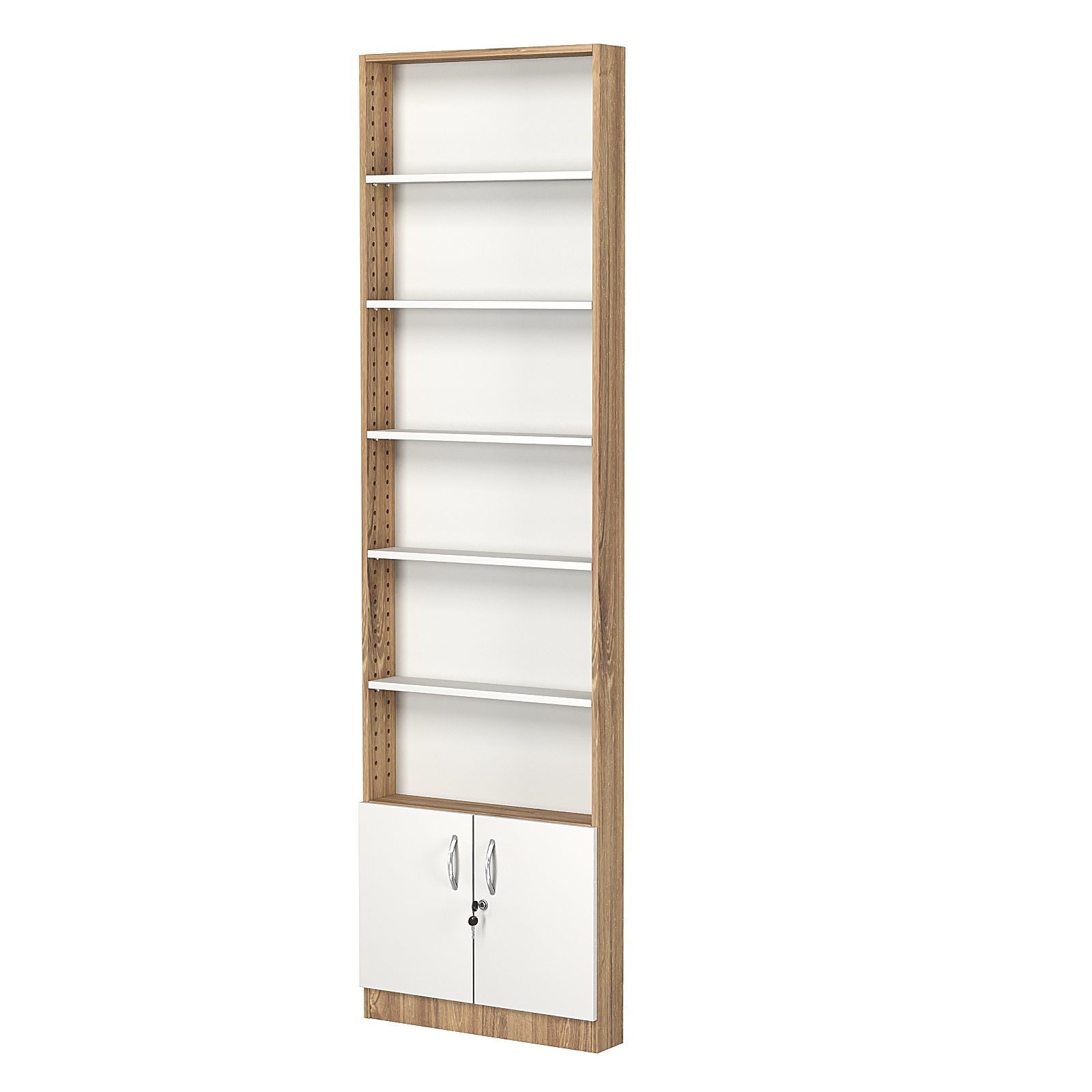 Стеллаж из ДСП с 5-ю полками 100x600 мм серии LEVEL-5 №1 (З/C - ДВП) Дуб Канзас коричневый + Белый