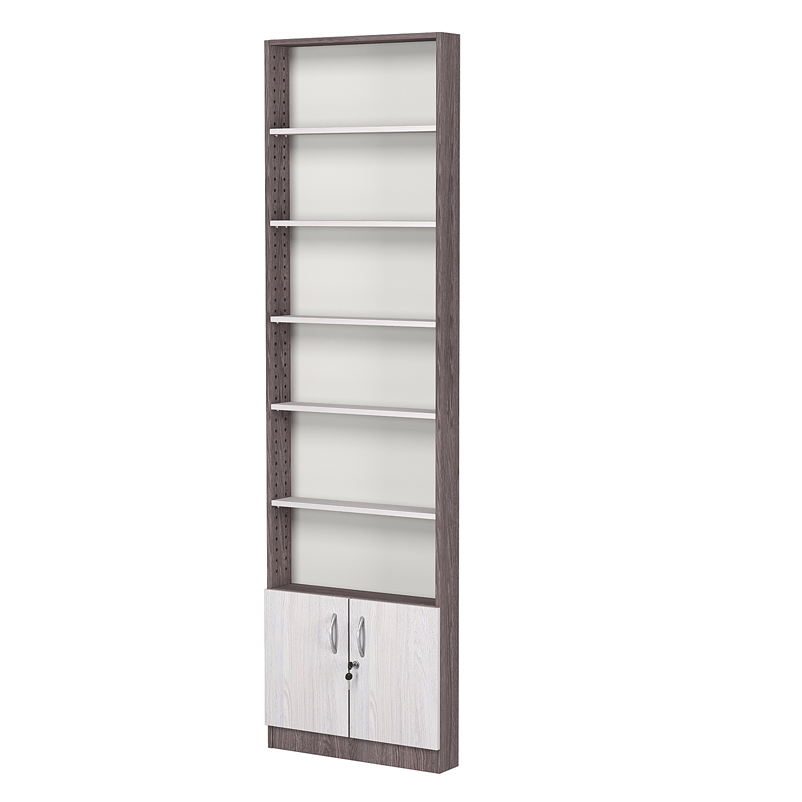 Стеллаж из ДСП с 5-ю полками 100x600 мм серии LEVEL-5 №1 (З/C - ДВП) Ясень Анкор темный + Ясень Анкор светлый