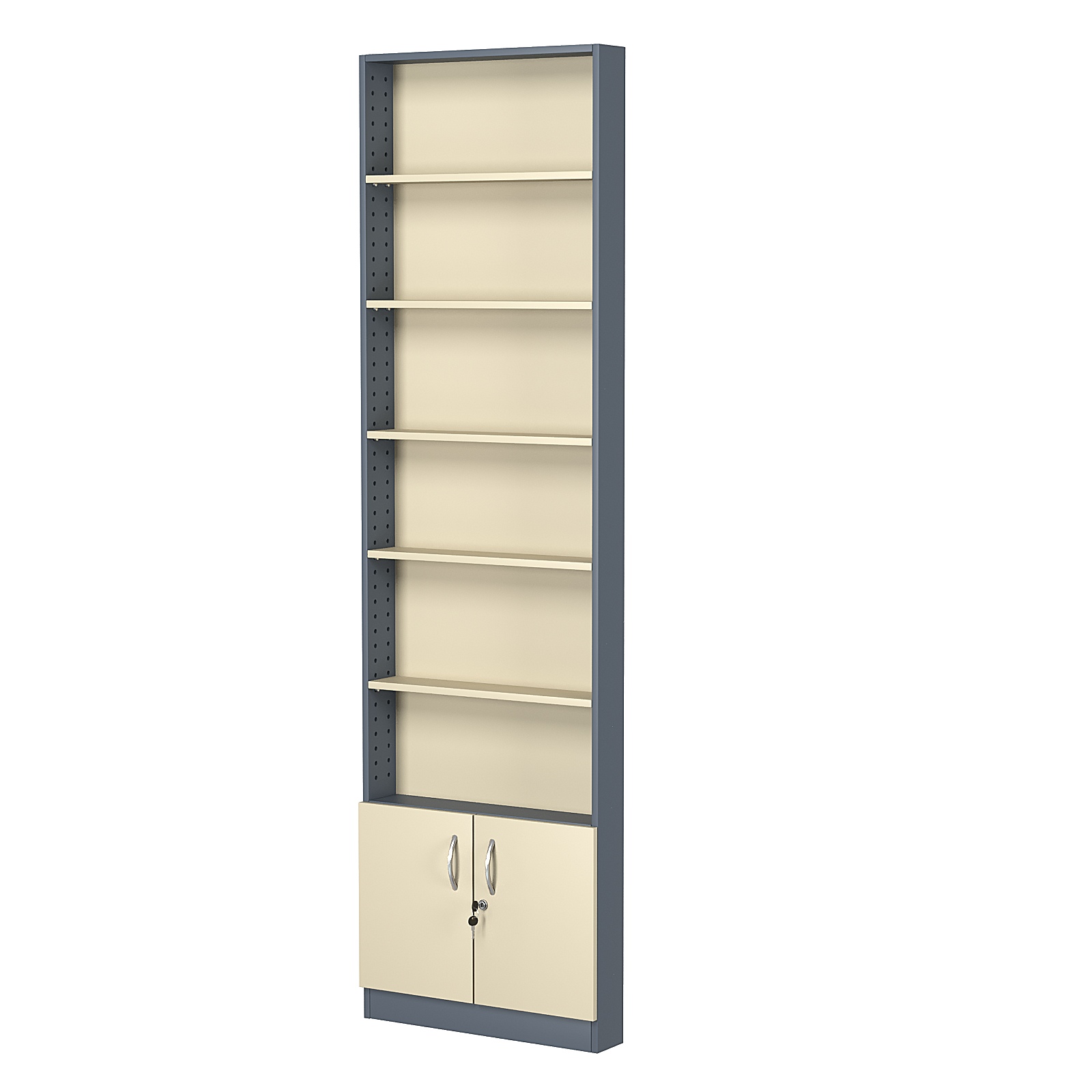 Стеллаж из ДСП с 5-ю полками 100x600 мм серии LEVEL-5 №1 (З/C - ДВП) Темно-серый + Крем Вайс