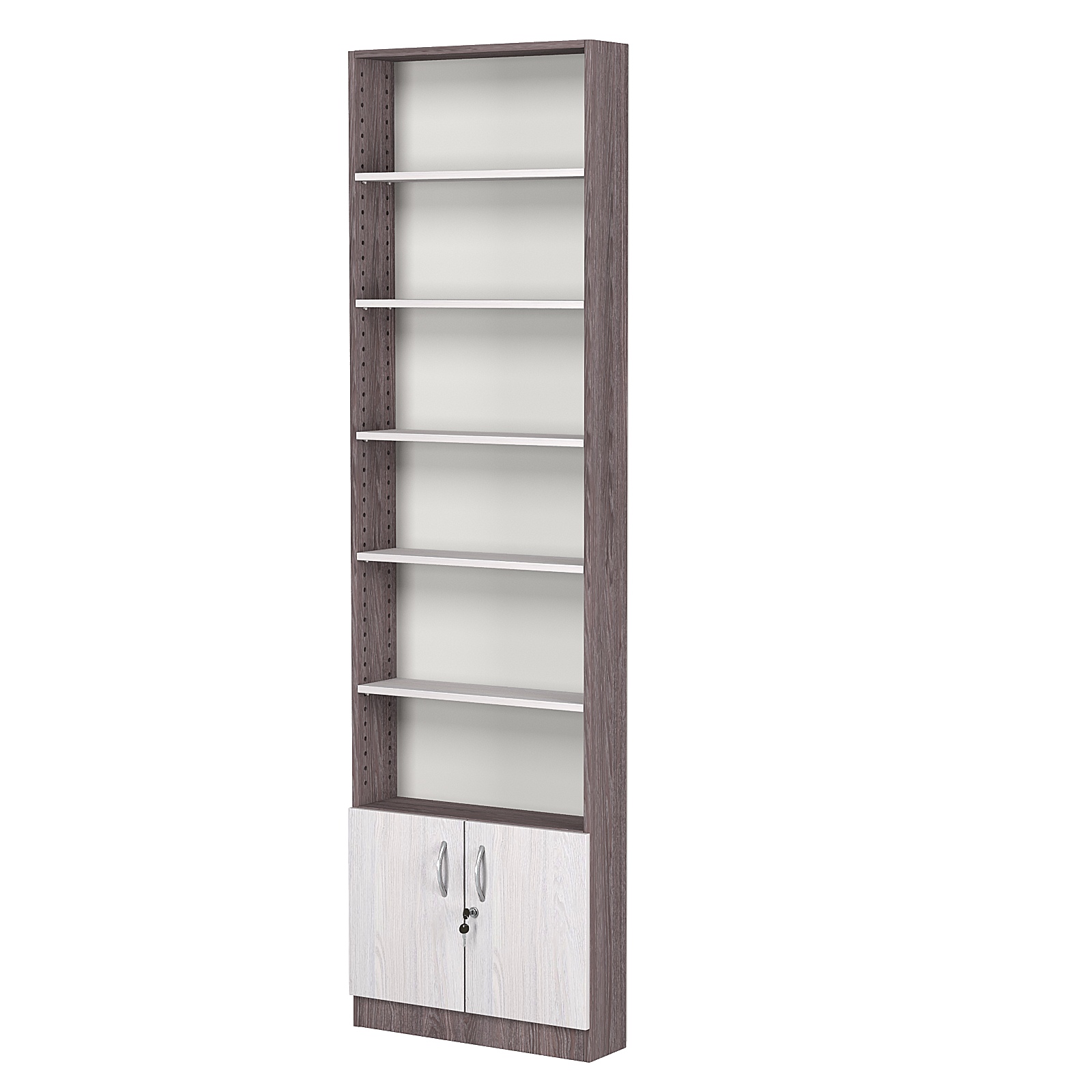 Стеллаж из ДСП с 5-ю полками 150x600 мм серии LEVEL-5 №2 (З/C - ДВП) Ясень Анкор темный + Ясень Анкор светлый