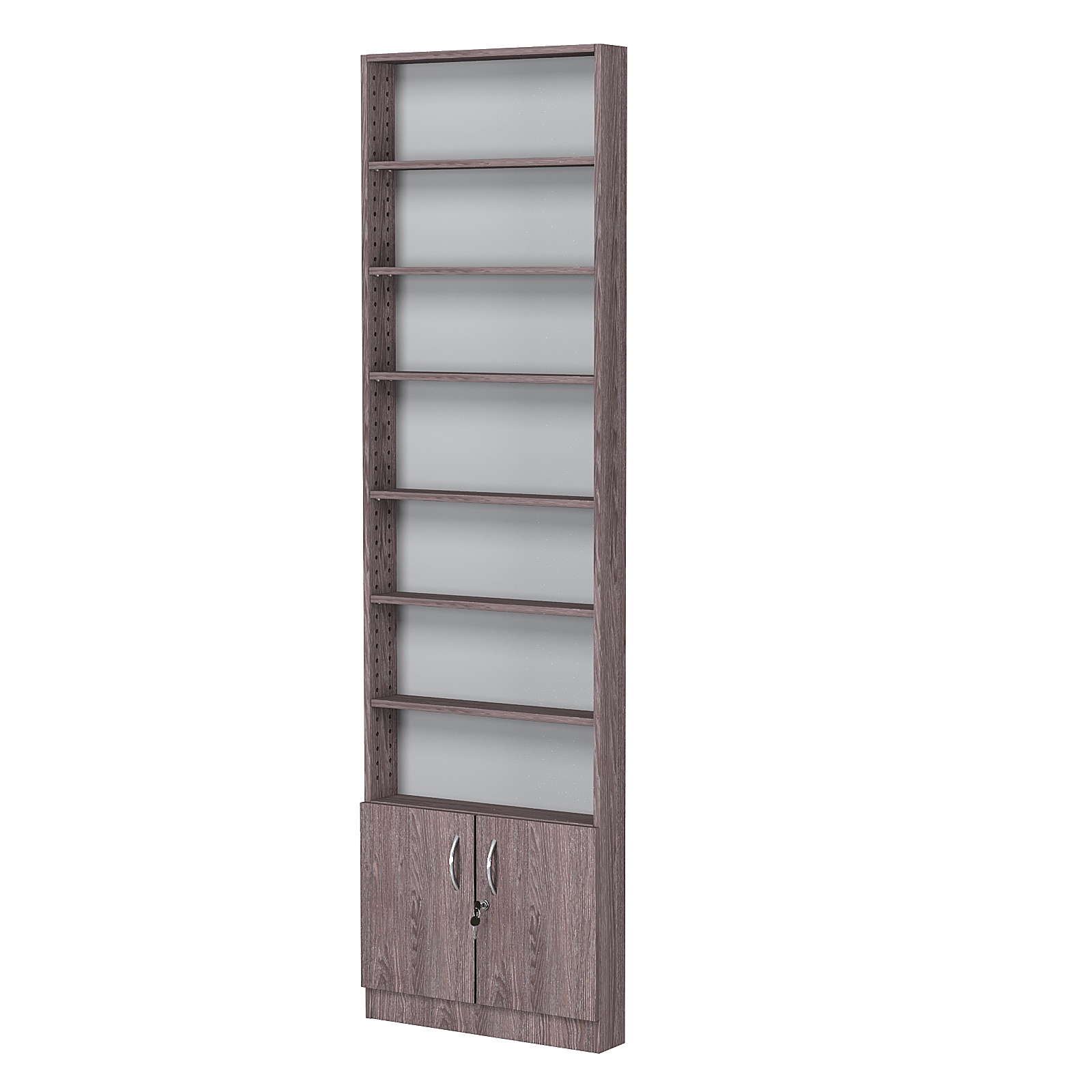 Стеллаж из ДСП с 6-ю полками 100x600 мм серии LEVEL-6 №1 (З/C - ДВП) Ясень Анкор темный