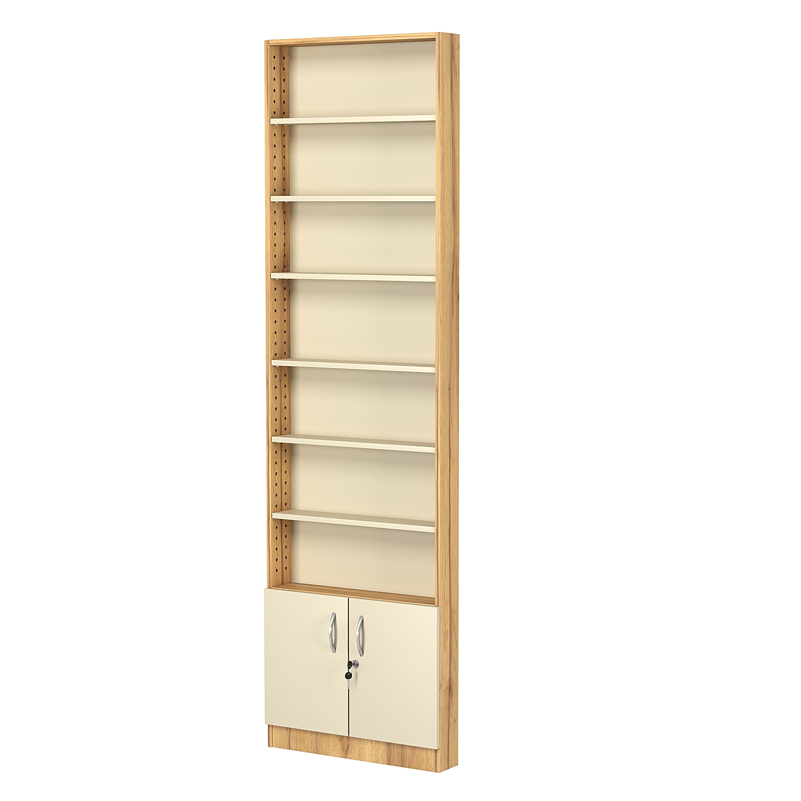 Стеллаж из ДСП с 6-ю полками 100x600 мм серии LEVEL-6 №1 (З/C - ДВП) Дуб Золотистый и Крем Вайс