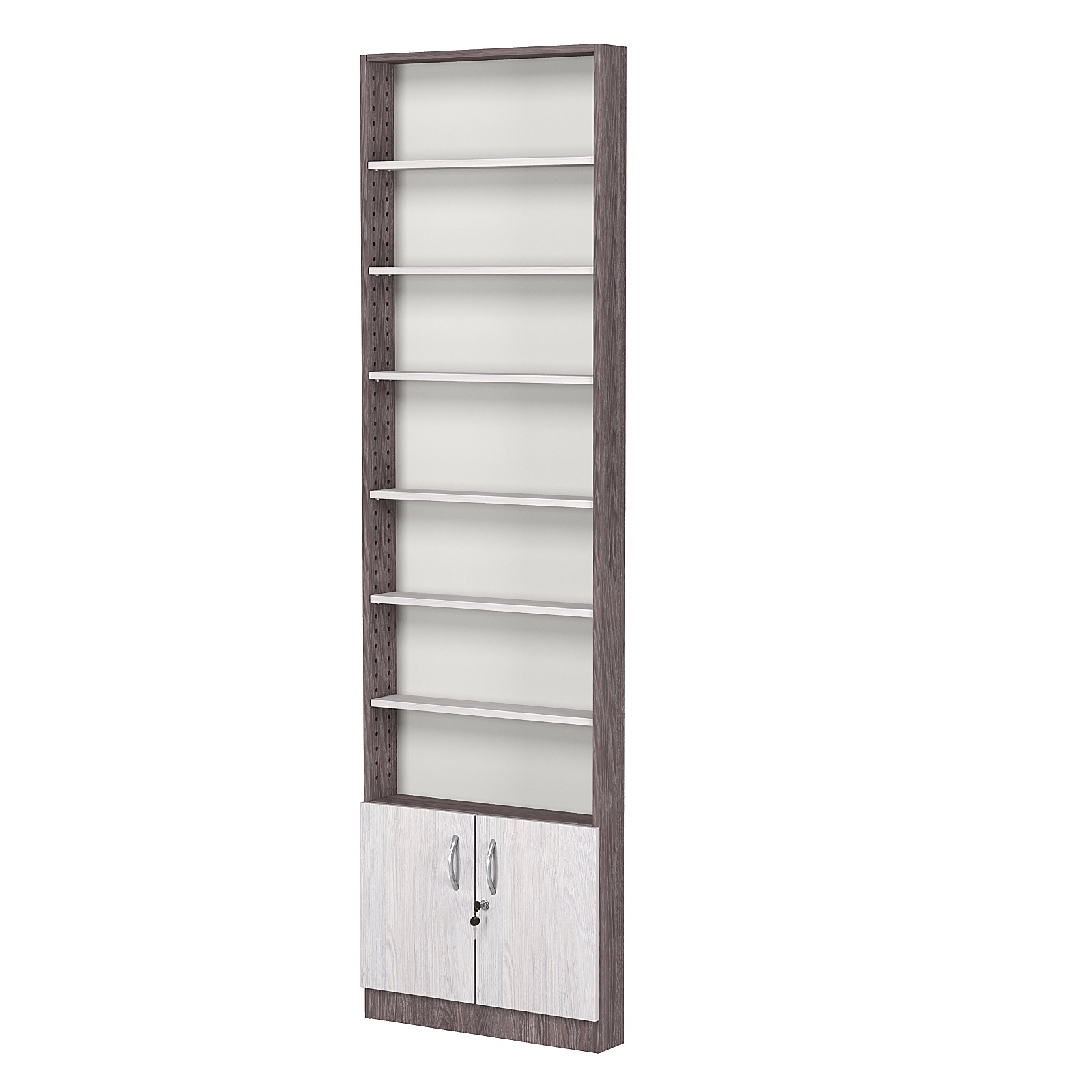 Стеллаж из ДСП с 6-ю полками 100x600 мм серии LEVEL-6 №1 (З/C - ДВП) Ясень Анкор темный + Ясень Анкор светлый