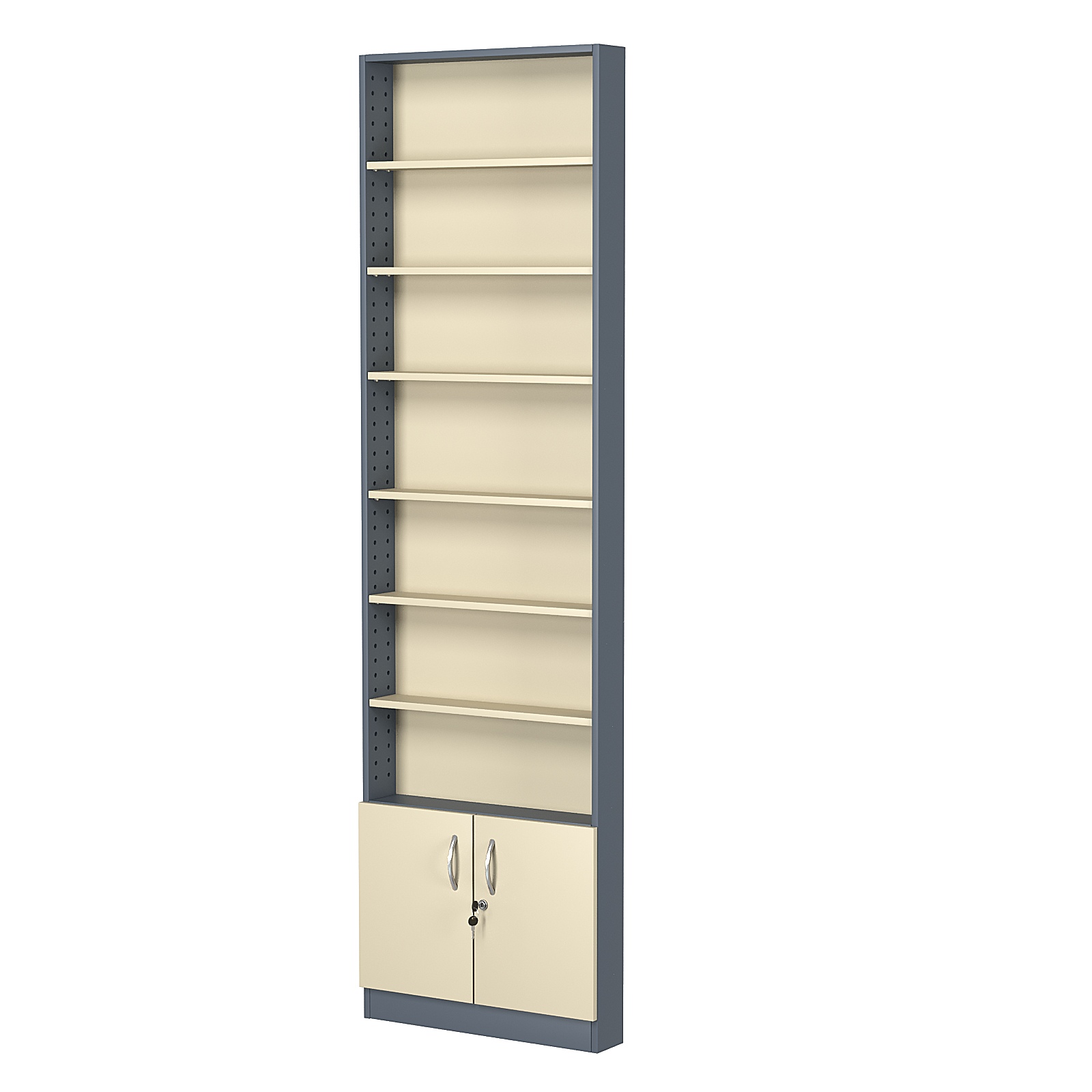 Стеллаж из ДСП с 6-ю полками 100x600 мм серии LEVEL-6 №1 (З/C - ДВП) Темно-серый + Крем Вайс