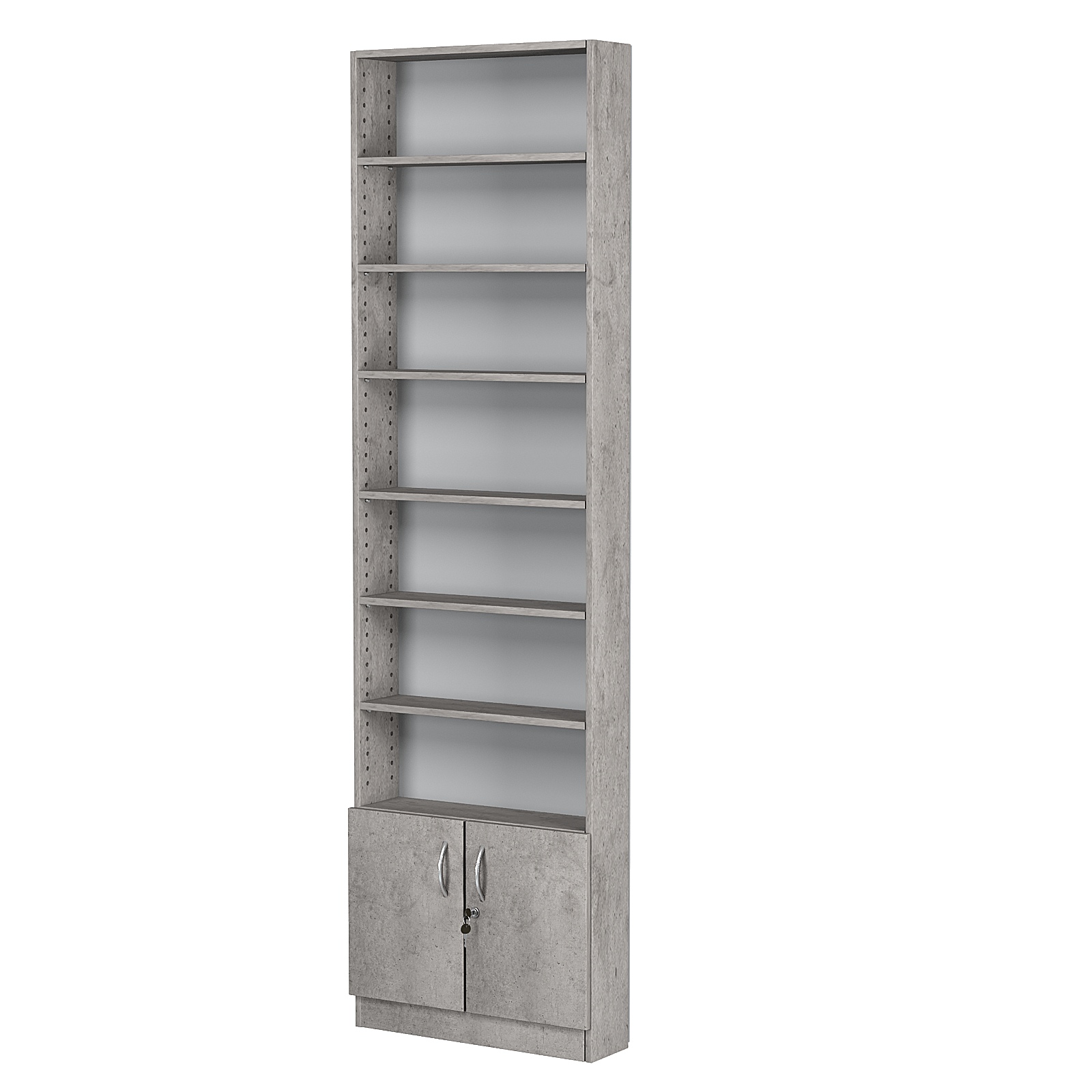 Стеллаж из ДСП с 6-ю полками 150x600 мм серии LEVEL-6 №2 (З/C - ДВП) Бетон Чикаго светло-серый F186 ST9