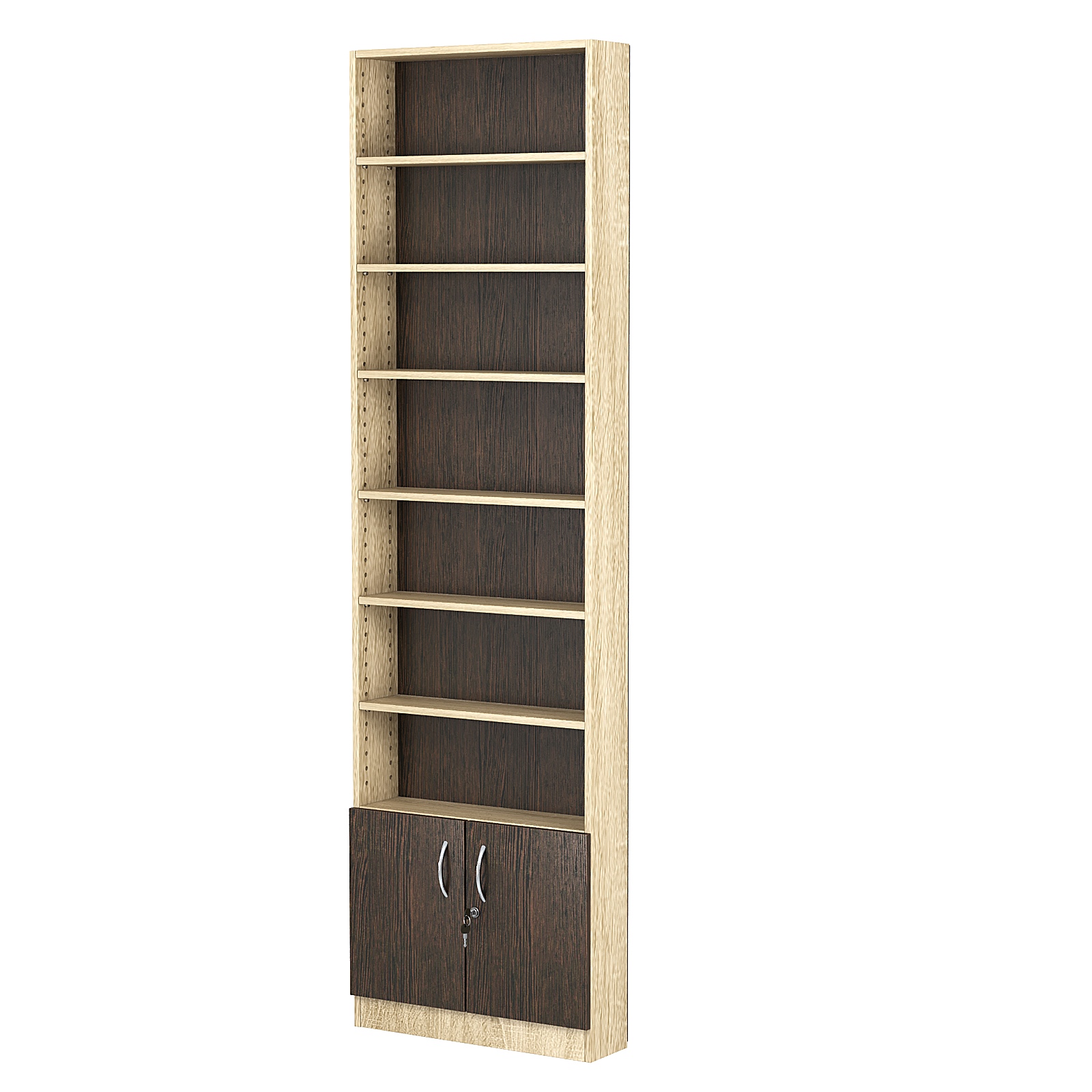 Стеллаж из ДСП с 6-ю полками 150x600 мм серии LEVEL-6 №2 (З/C - ДВП) Дуб Сонома + Дуб Венге