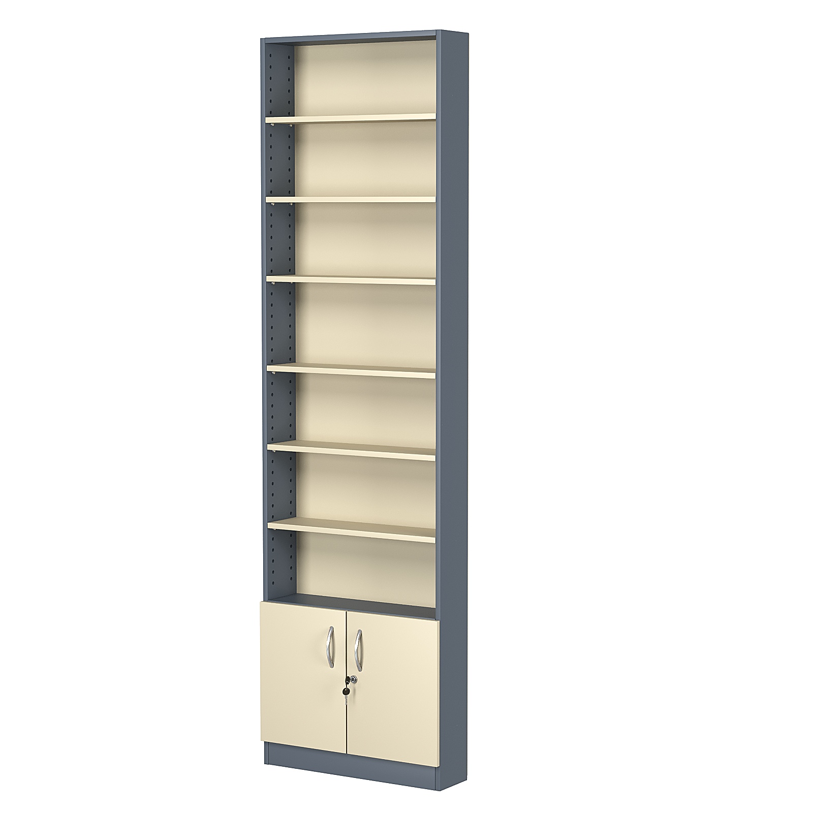 Стеллаж из ДСП с 6-ю полками 150x600 мм серии LEVEL-6 №2 (З/C - ДВП) Темно-серый + Крем Вайс