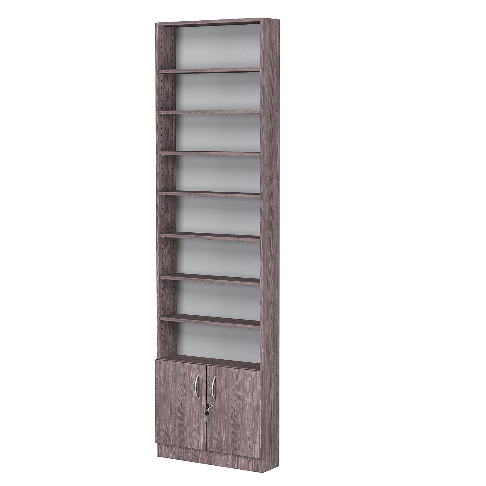 Стеллаж из ДСП с 7-ю полками 150x600 мм серии LEVEL-7 №2 (З/C - ДВП) Ясень Анкор темный