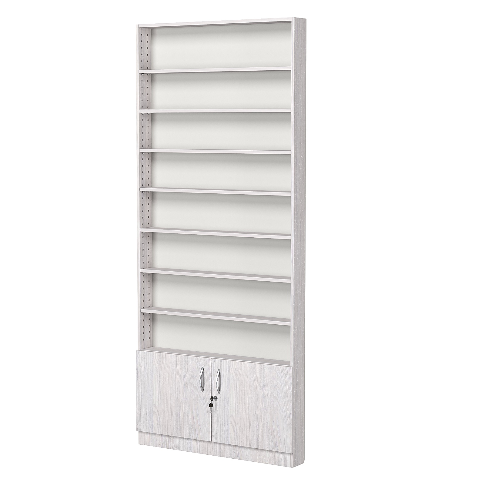 Стеллаж из ДСП с 7-ю полками 100x900 мм серии LEVEL-7 №8 (З/C - ДВП) Ясень Анкор светлый