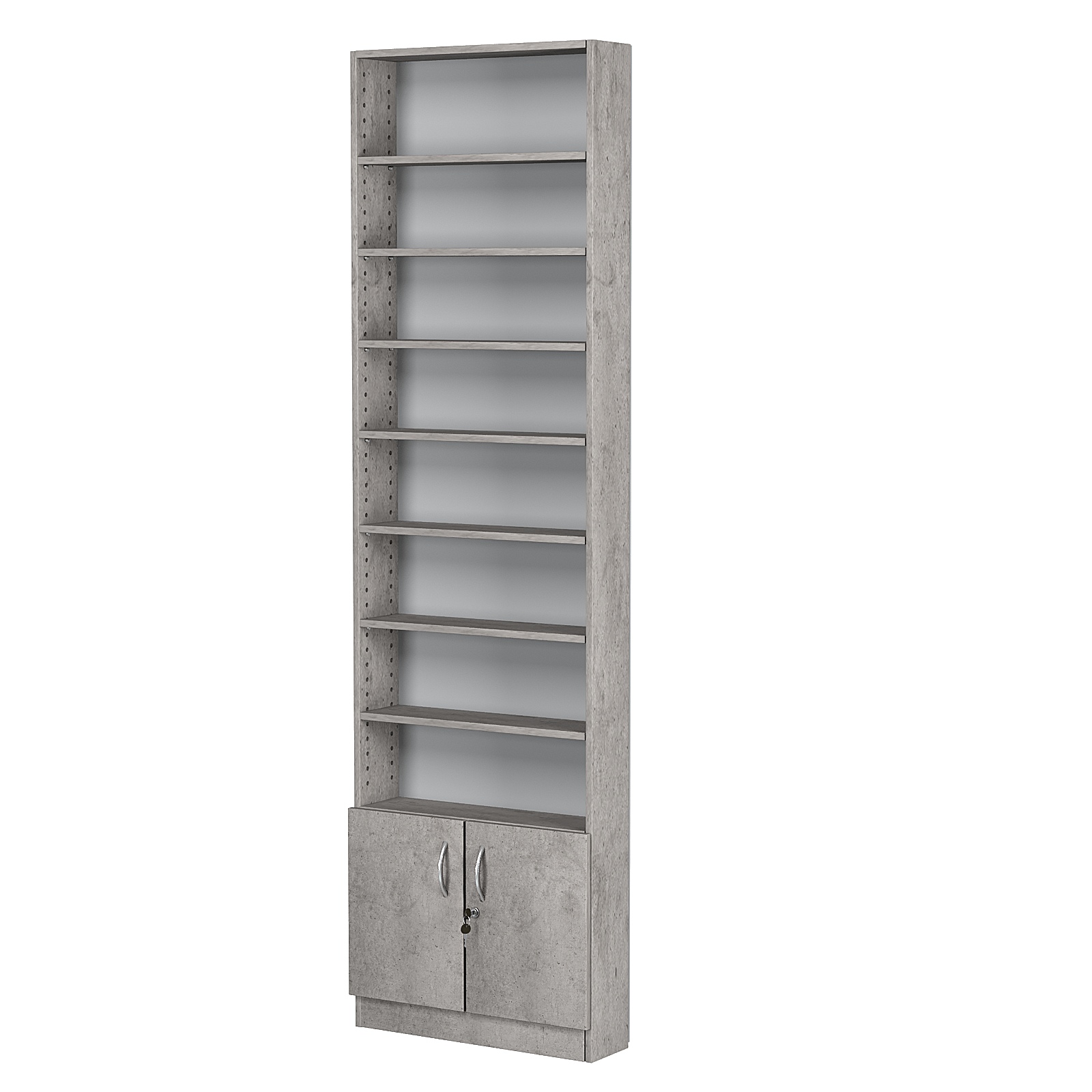 Стеллаж из ДСП с 8-ю полками 150x600 мм серии LEVEL-8 №2 (З/C - ДВП) Бетон Чикаго светло-серый F186 ST9