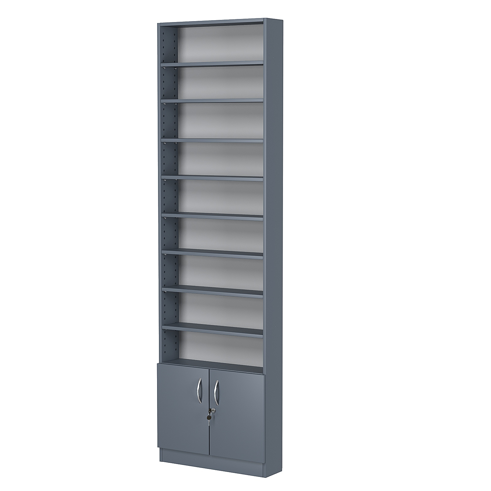 Стеллаж из ДСП с 8-ю полками 150x600 мм серии LEVEL-8 №2 (З/C - ДВП) Темно-Серый