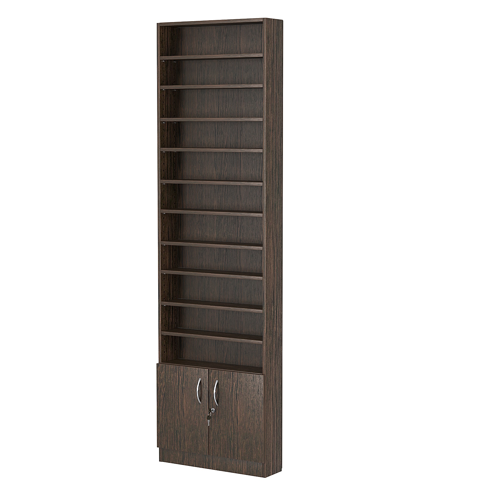 Стеллаж из ДСП с 10-ю полками 150x600 мм серии LEVEL-10 №2 (З/C - ДВП) Дуб Венге