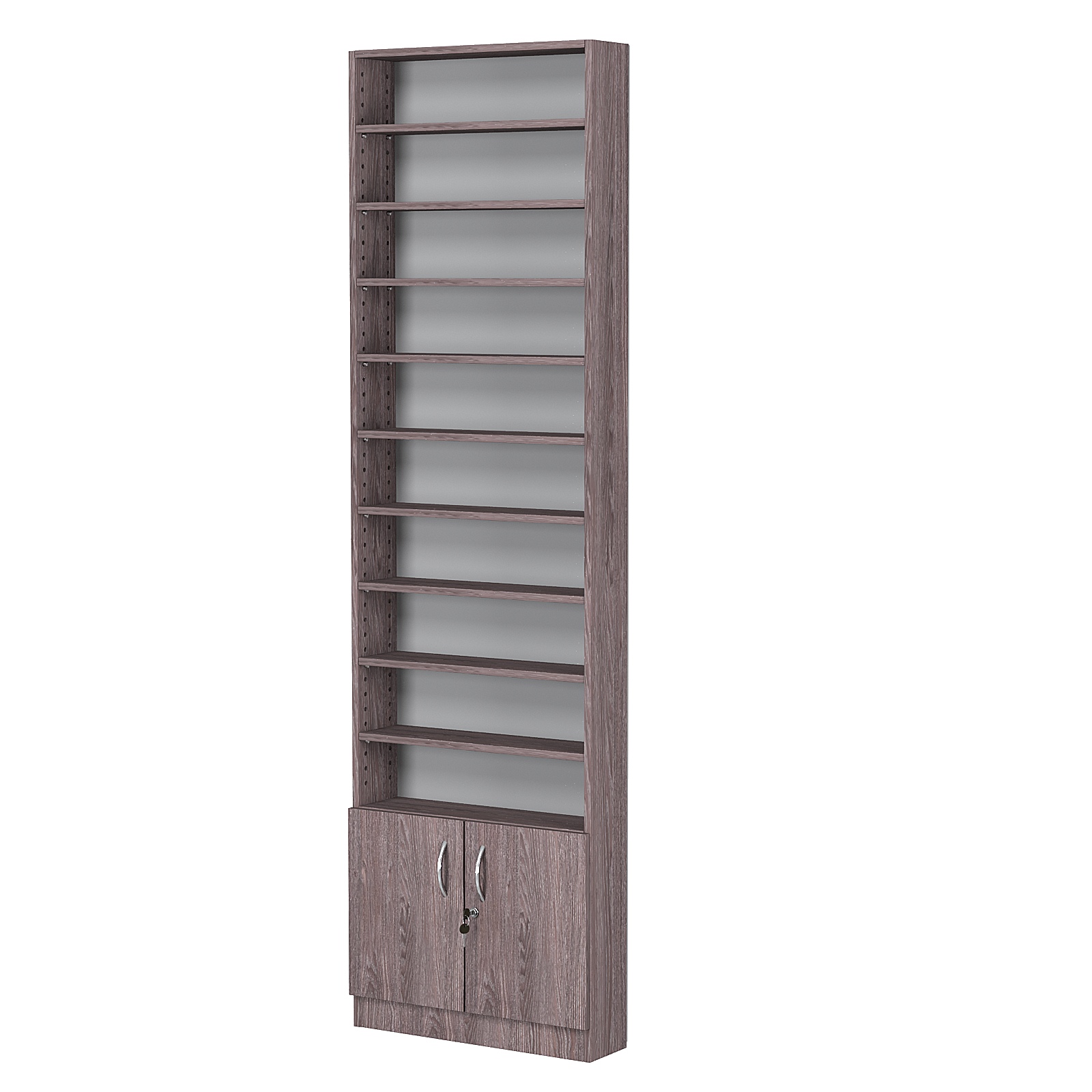 Стеллаж из ДСП с 10-ю полками 150x600 мм серии LEVEL-10 №2 (З/C - ДВП) Ясень Анкор темный