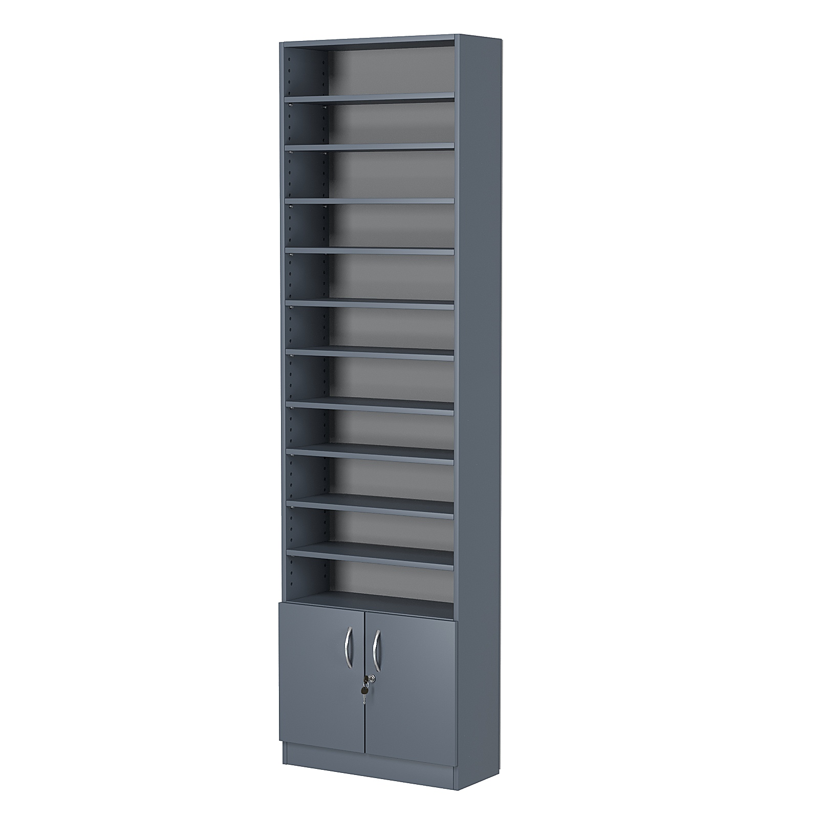 Стеллаж из ДСП с 10-ю полками 250x600 мм серии LEVEL-10 №4 (З/C - ДВП) Темно-Серый