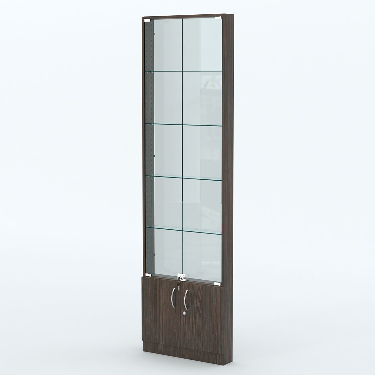Торговая витрина с 4-мя стеклянными полками 100x600 мм серии NEXT-4 №1-1 (З/C - СТЕКЛО) Дуб Венге