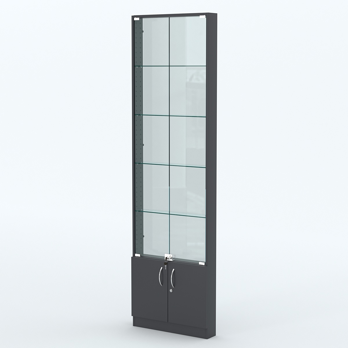 Торговая витрина с 4-мя стеклянными полками 100x600 мм серии NEXT-4 №1-1 (З/C - СТЕКЛО) Антрацит