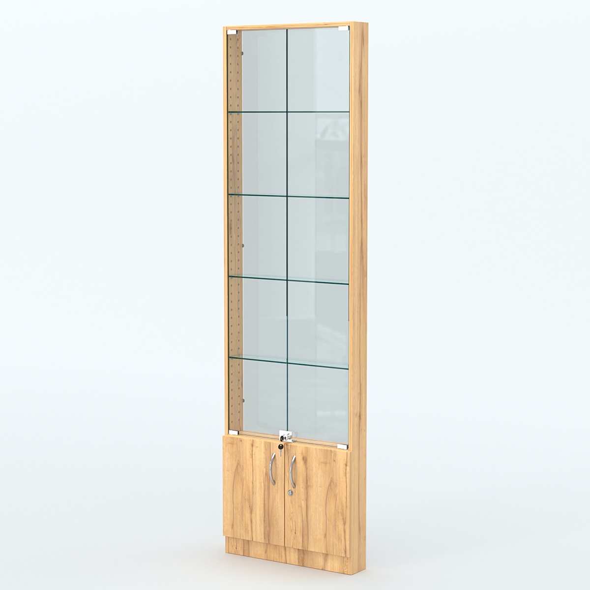 Торговая витрина с 4-мя стеклянными полками 100x600 мм серии NEXT-4 №1-1 (З/C - СТЕКЛО) Дуб Золотистый