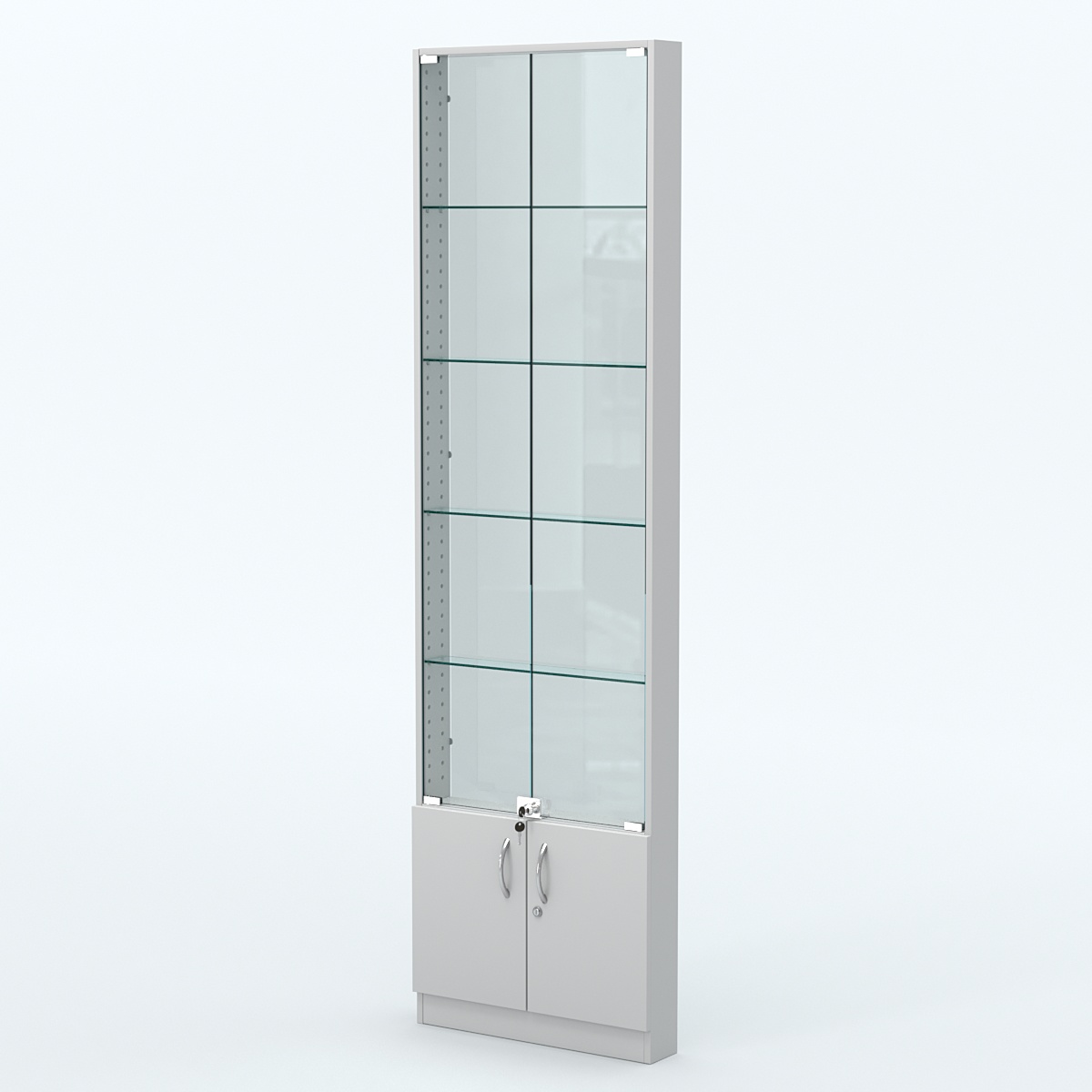 Торговая витрина с 4-мя стеклянными полками 100x600 мм серии NEXT-4 №1-1 (З/C - СТЕКЛО) Серый