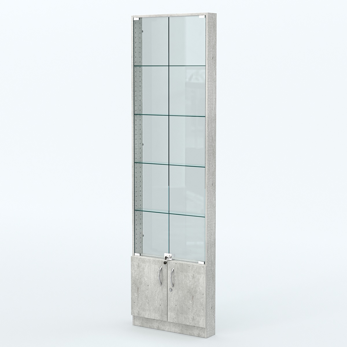 Торговая витрина с 4-мя стеклянными полками 100x600 мм серии NEXT-4 №1-1 (З/C - СТЕКЛО) Метрополитан Грей