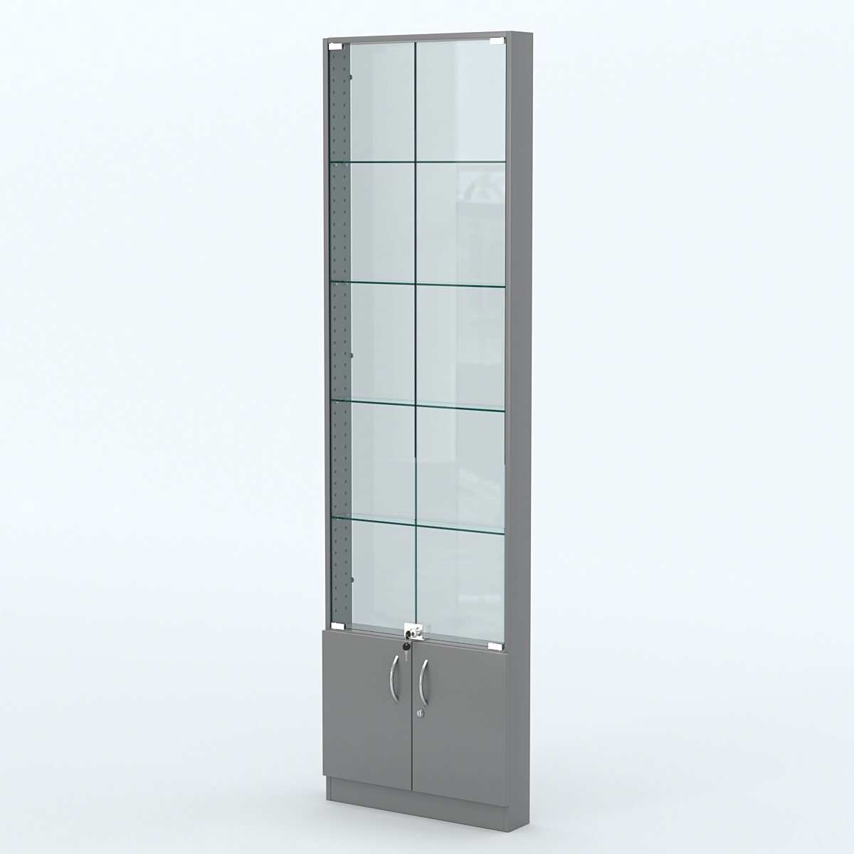 Торговая витрина с 4-мя стеклянными полками 100x600 мм серии NEXT-4 №1-1 (З/C - СТЕКЛО) Темно-Серый