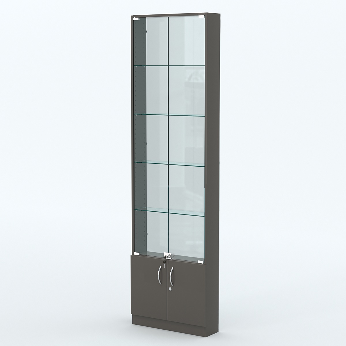 Торговая витрина с 4-мя стеклянными полками 150x600 мм серии NEXT-4 №2-1 (З/C - СТЕКЛО) Черный