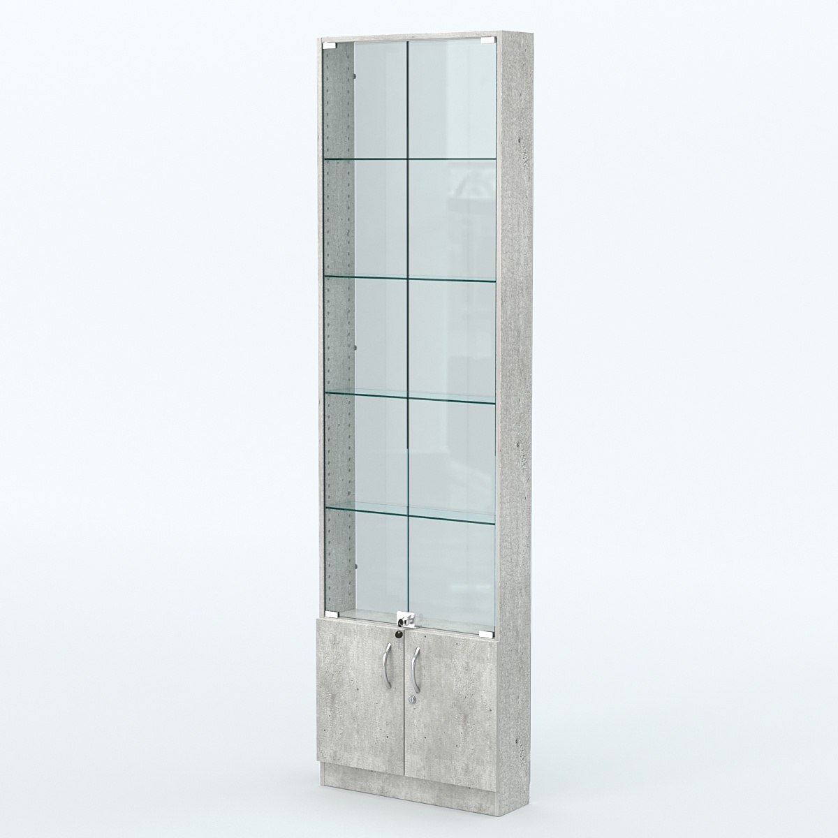 Торговая витрина с 4-мя стеклянными полками 150x600 мм серии NEXT-4 №2-1 (З/C - СТЕКЛО) Метрополитан Грей