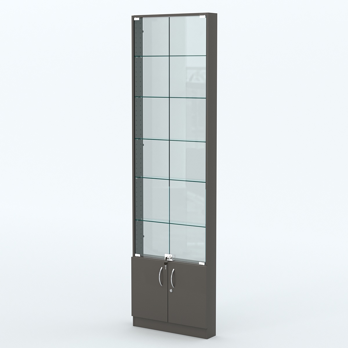 Торговая витрина с 5-ю стеклянными полками 100x600 мм серии NEXT-5 №1-1 (З/C - СТЕКЛО) Черный