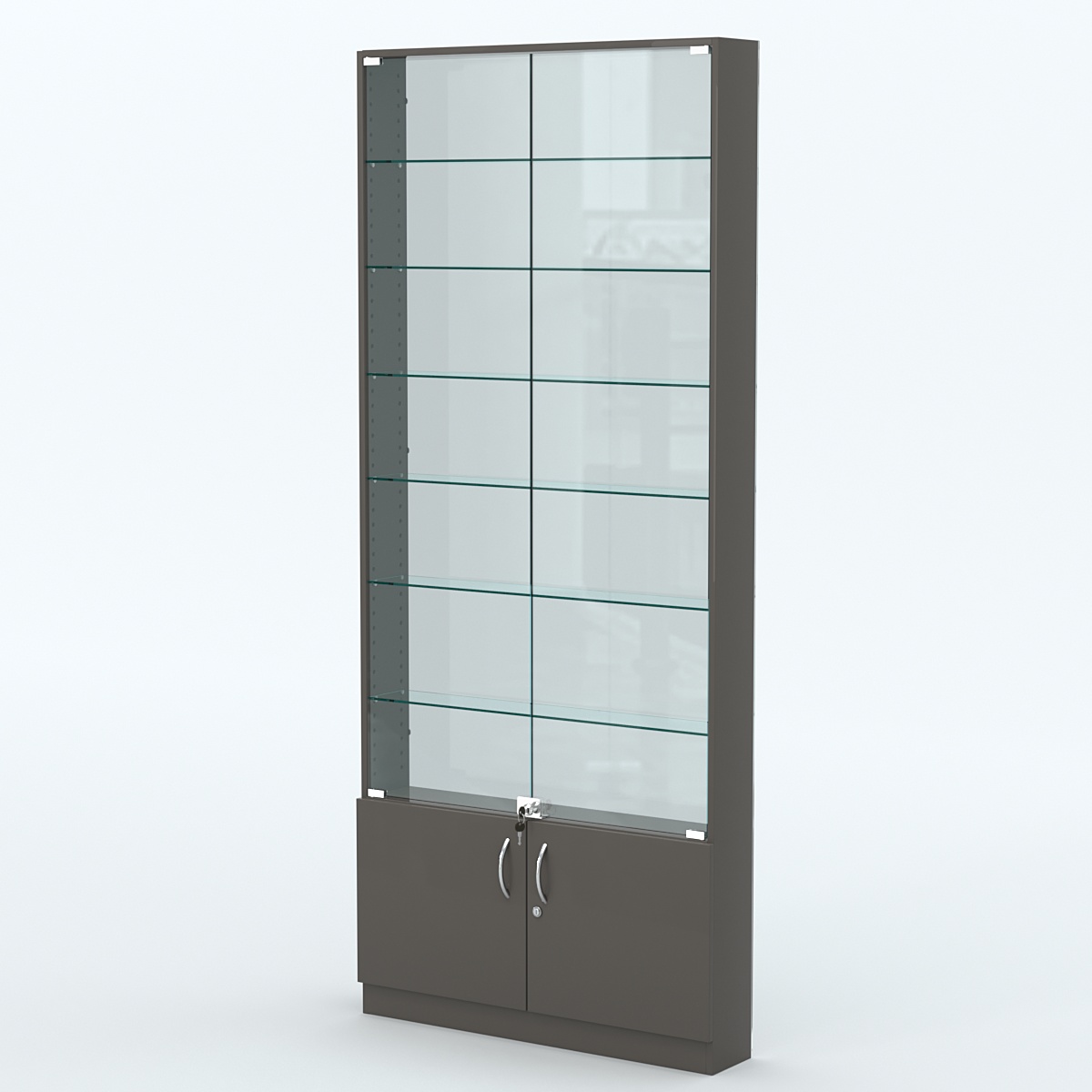 Торговая витрина с 6-ю стеклянными полками 150x900 мм серии NEXT-6 №9-1 (З/C - СТЕКЛО) Черный