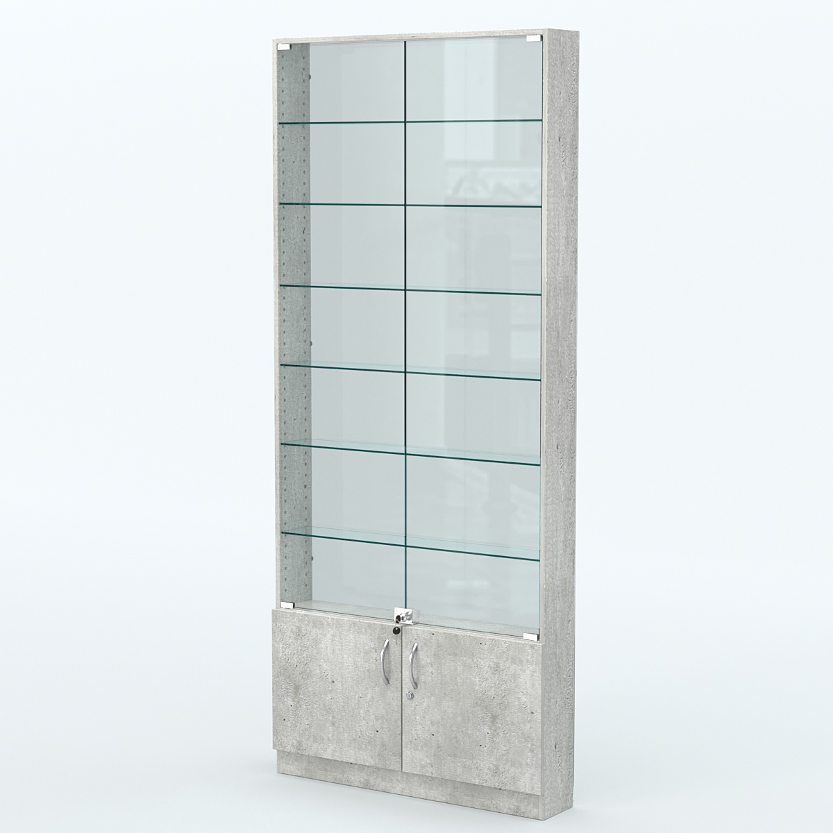 Торговая витрина с 6-ю стеклянными полками 150x900 мм серии NEXT-6 №9-1 (З/C - СТЕКЛО) Метрополитан Грей