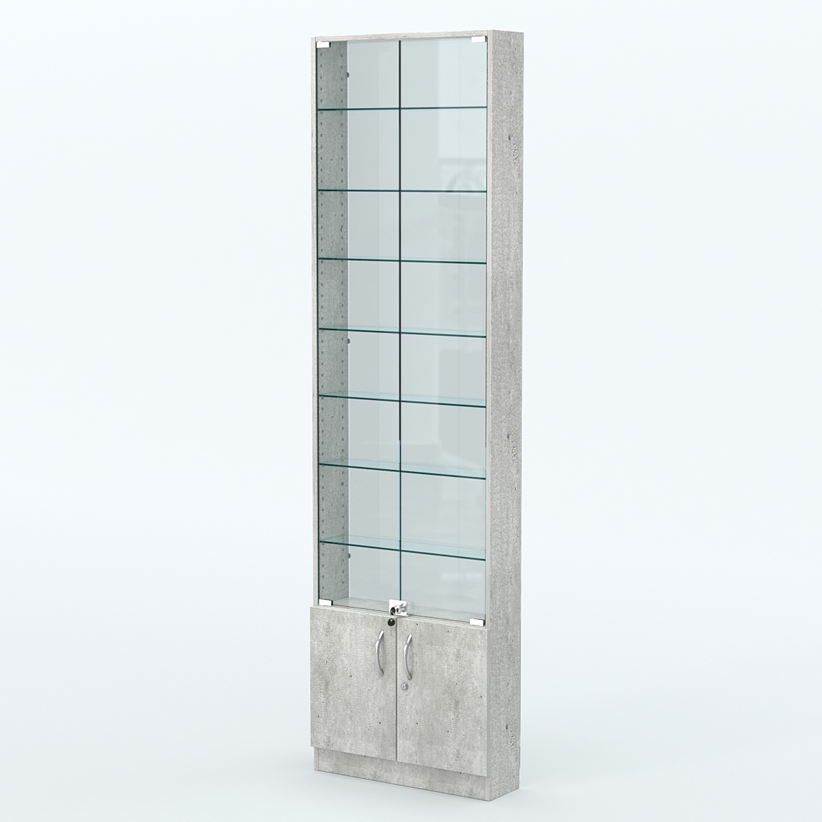 Торговая витрина с 7-ю стеклянными полками 150x600 мм серии NEXT-7 №2-1 (З/C - СТЕКЛО) Метрополитан Грей