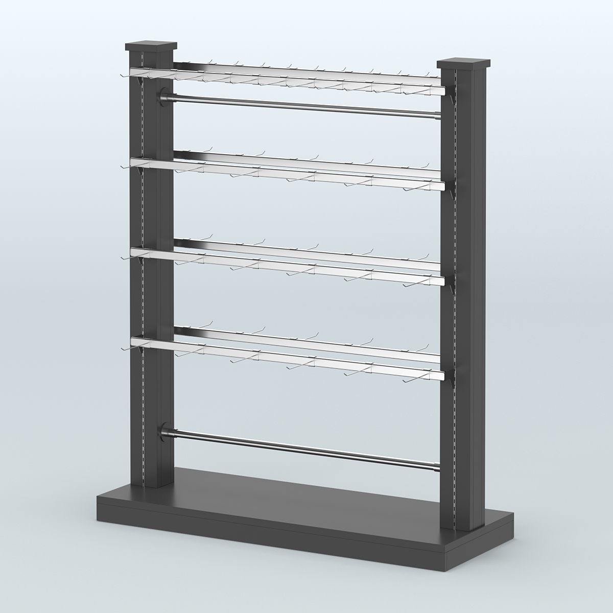 Островная система с перфорацией и пристенными поручнями под крючки с навеской №4 Черный