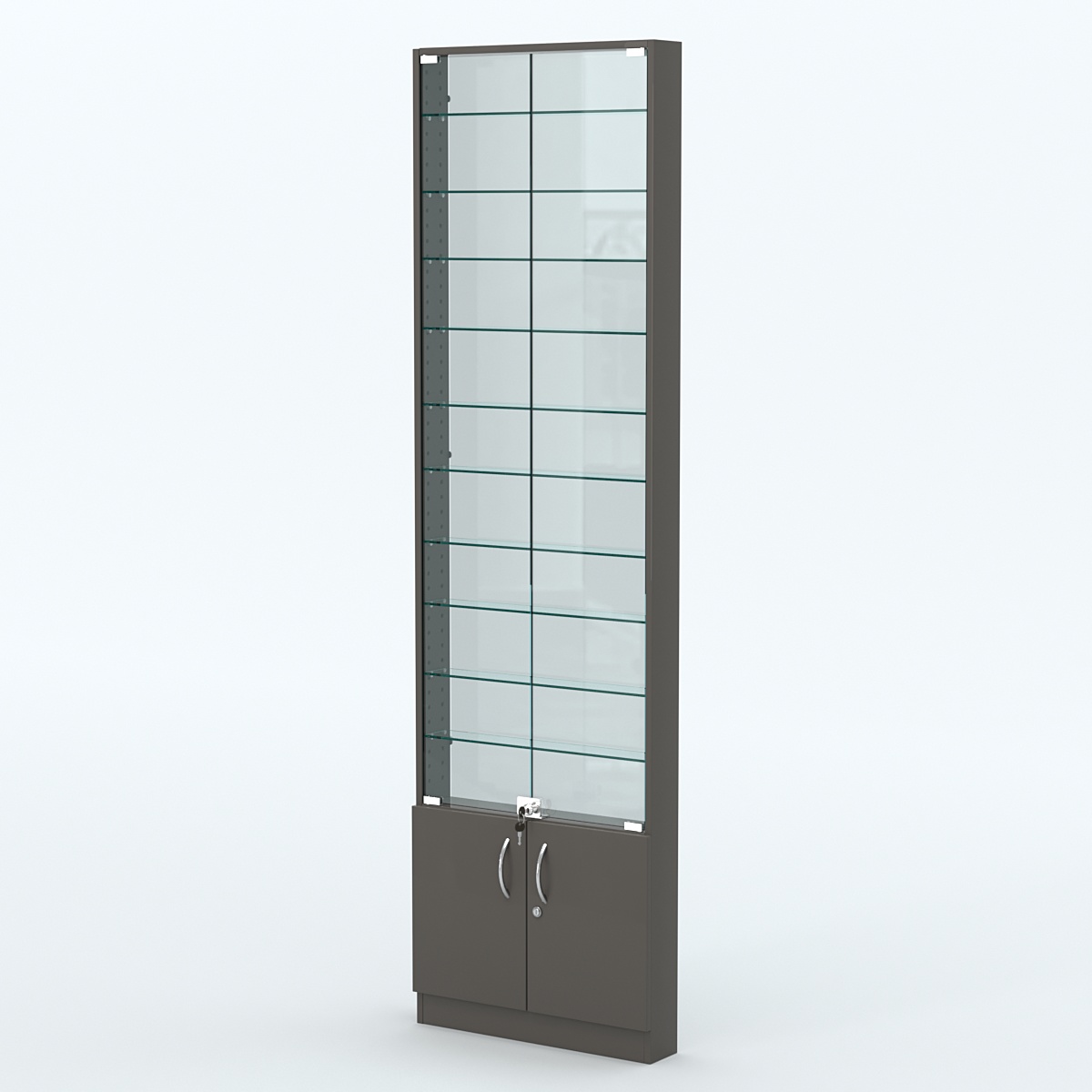 Торговая витрина с 10-ю стеклянными полками 100x600 мм серии NEXT-10 №1-1 (З/C - СТЕКЛО) Черный