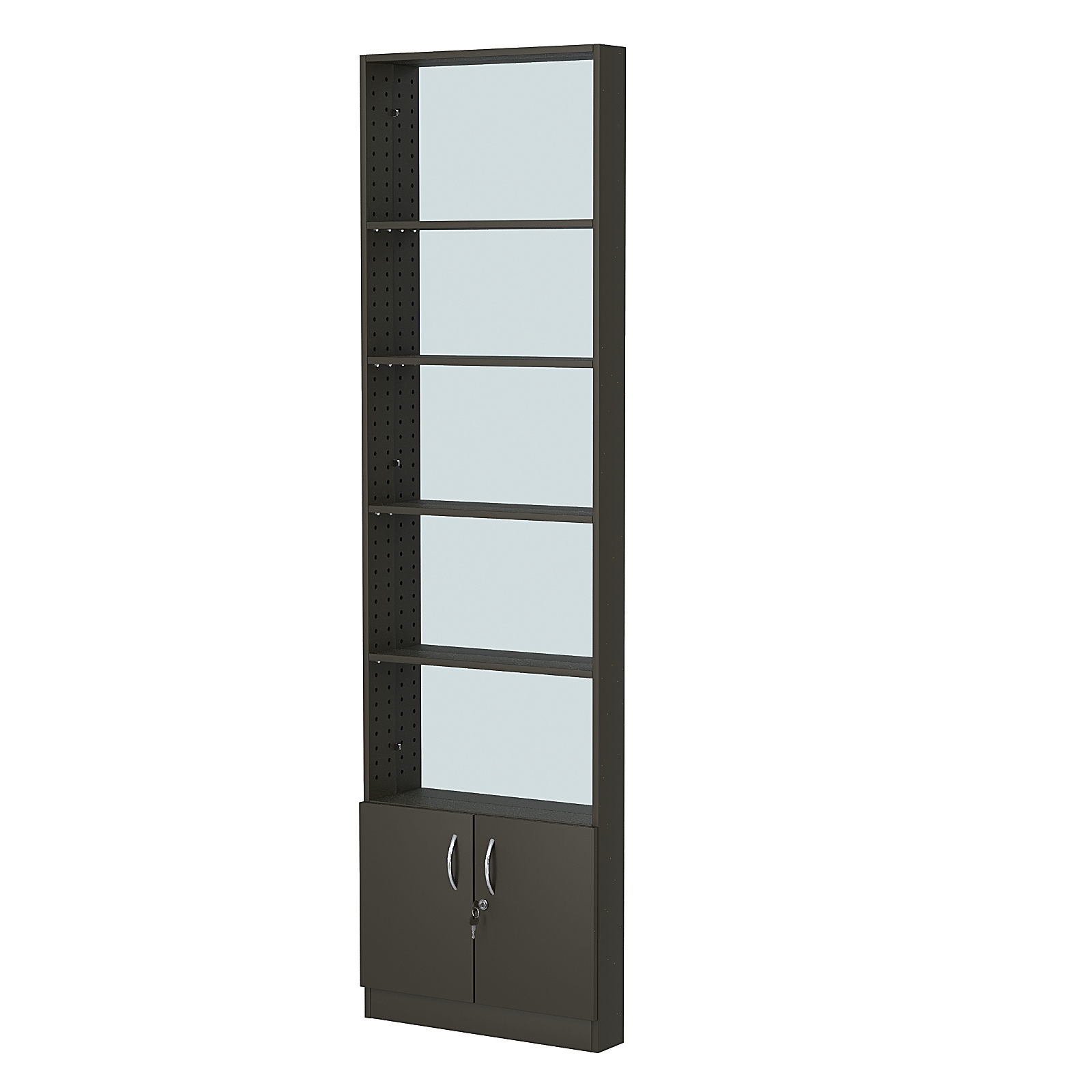 Стеллаж из ДСП с 4-мя полками 100x600 мм серии LEVEL-4 №1-2 (З/C - ЗЕРКАЛО) Черный