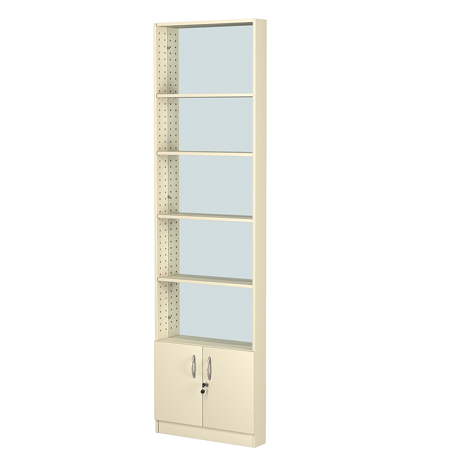 Стеллаж из ДСП с 4-мя полками 100x600 мм серии LEVEL-4 №1-2 (З/C - ЗЕРКАЛО) Крем Вайс