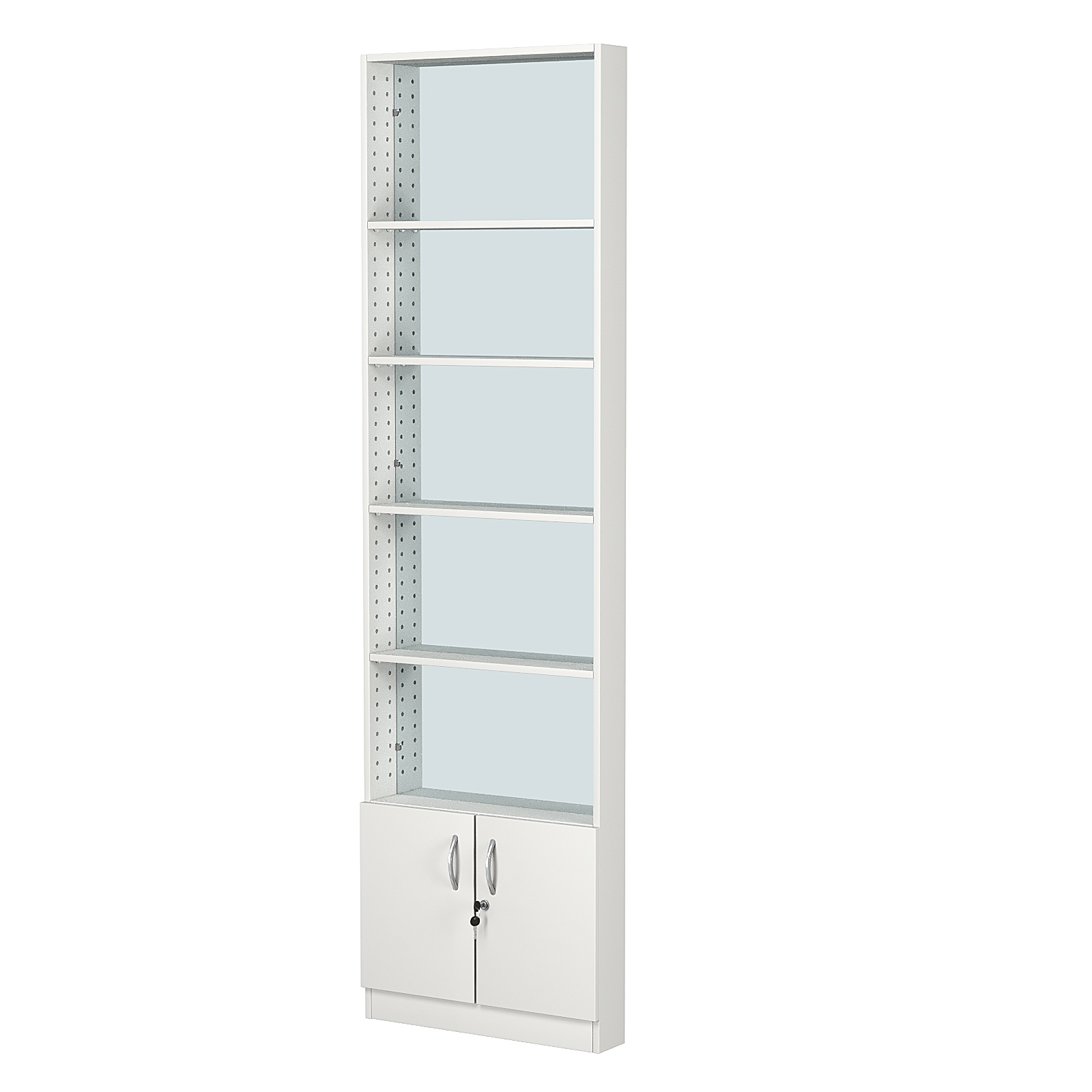 Стеллаж из ДСП с 4-мя полками 100x600 мм серии LEVEL-4 №1-2 (З/C - ЗЕРКАЛО) Белый