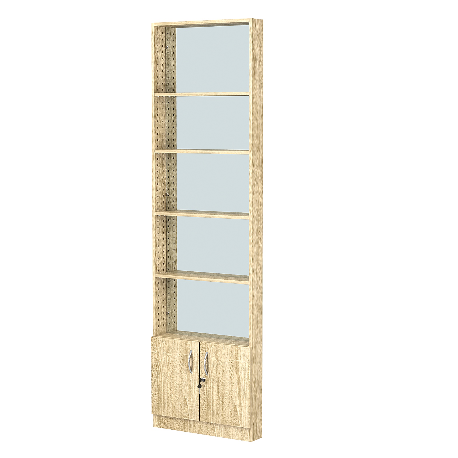 Стеллаж из ДСП с 4-мя полками 100x600 мм серии LEVEL-4 №1-2 (З/C - ЗЕРКАЛО) Дуб Сонома