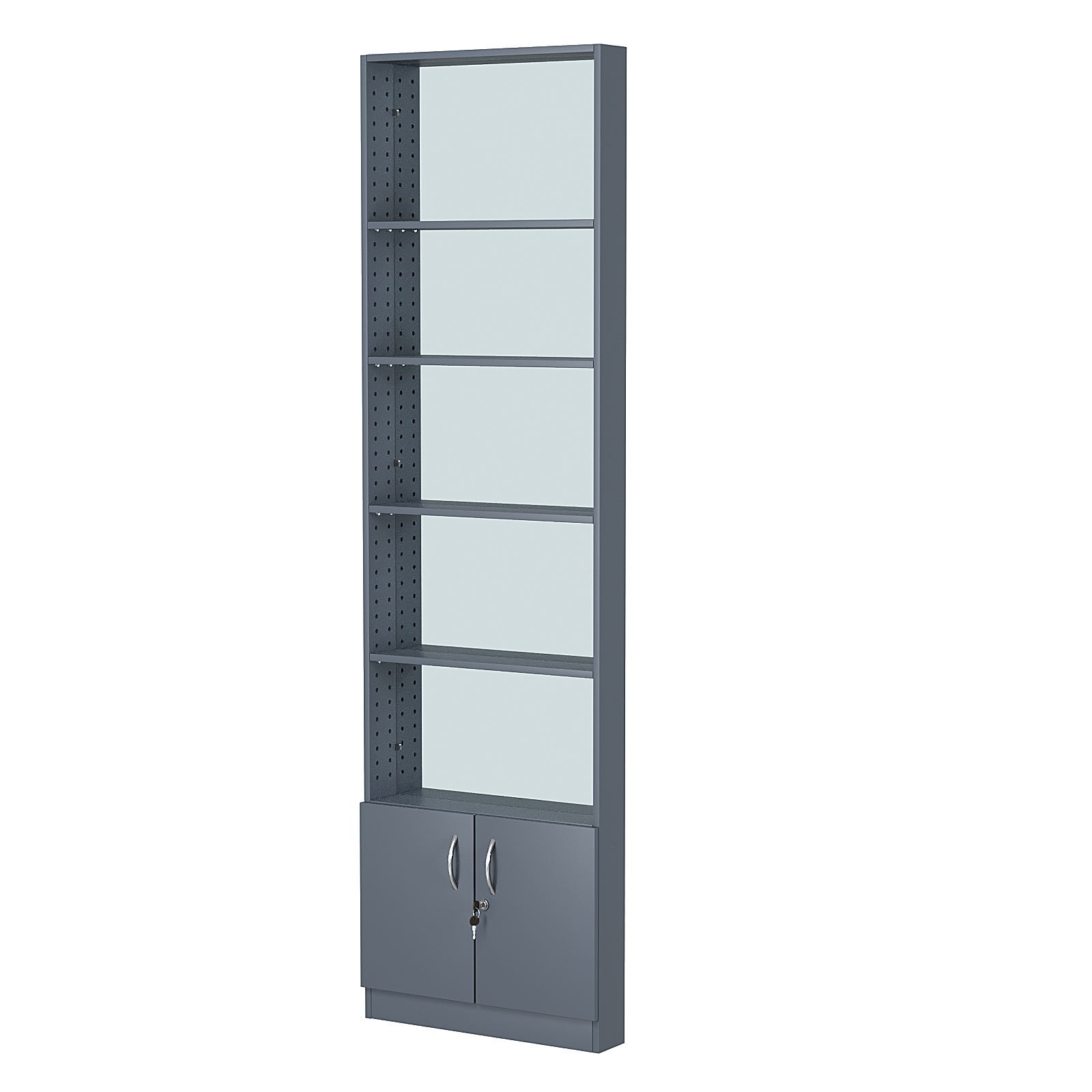 Стеллаж из ДСП с 4-мя полками 100x600 мм серии LEVEL-4 №1-2 (З/C - ЗЕРКАЛО) Темно-Серый