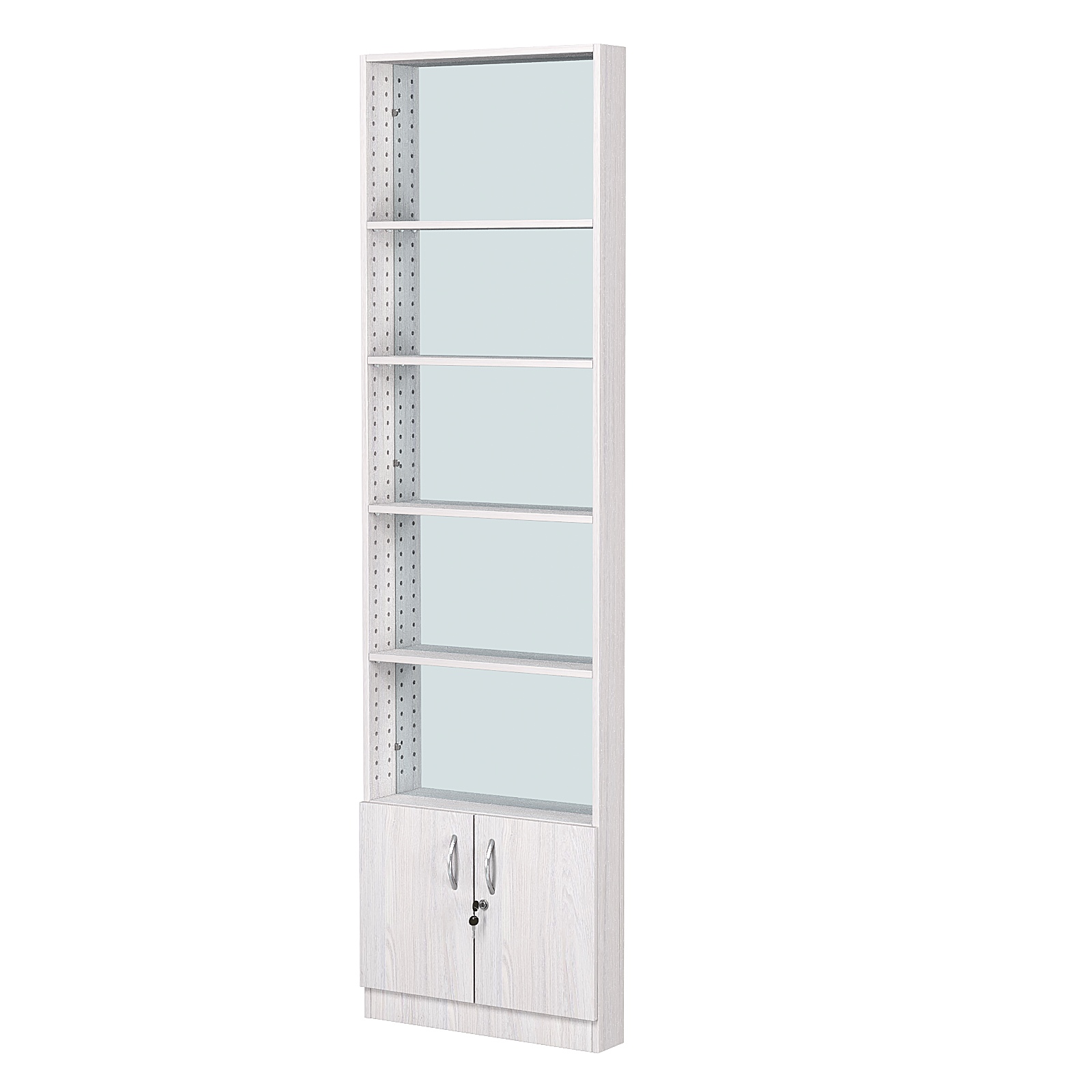 Стеллаж из ДСП с 4-мя полками 100x600 мм серии LEVEL-4 №1-2 (З/C - ЗЕРКАЛО) Ясень Анкор светлый