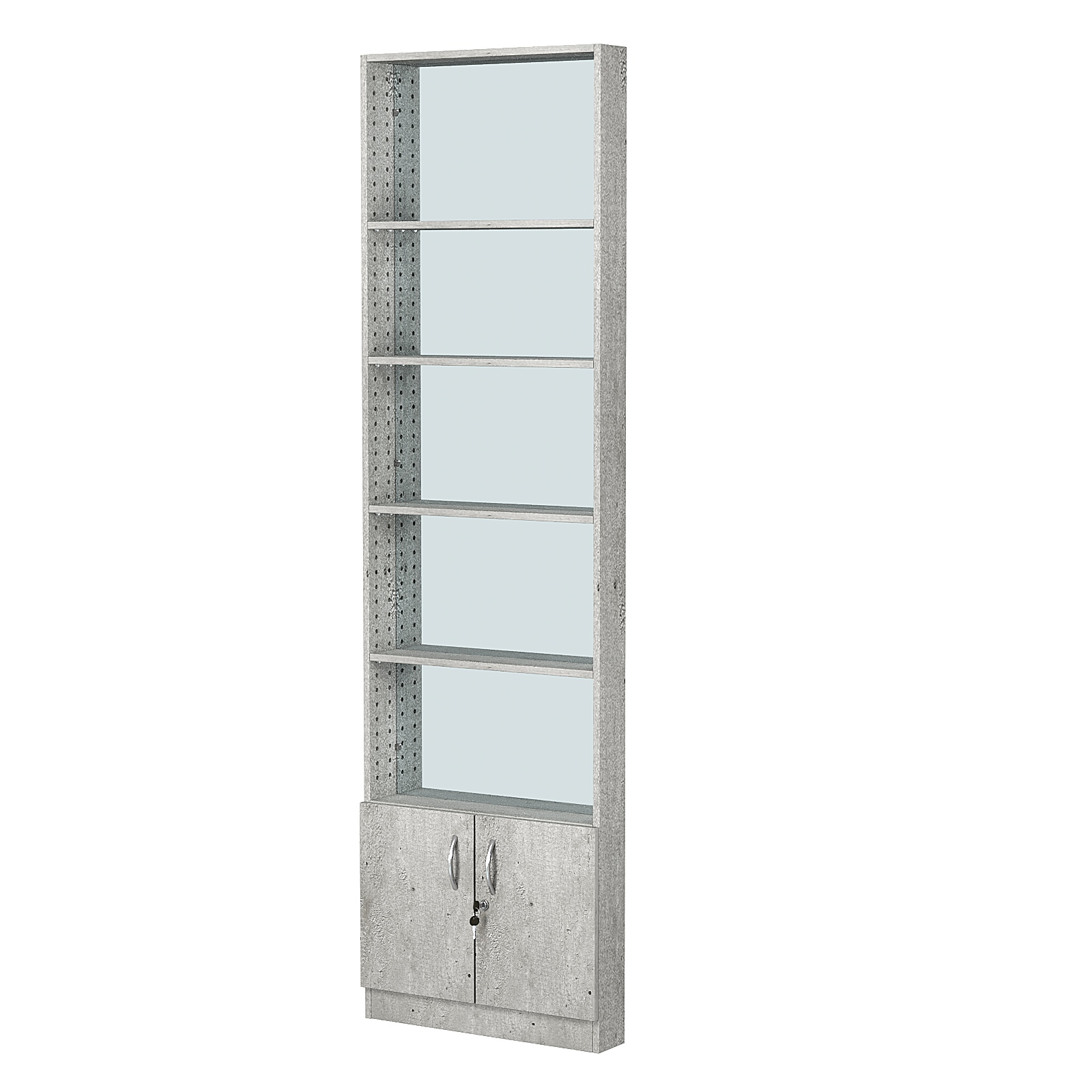 Стеллаж из ДСП с 4-мя полками 100x600 мм серии LEVEL-4 №1-2 (З/C - ЗЕРКАЛО) Метрополитан Грей