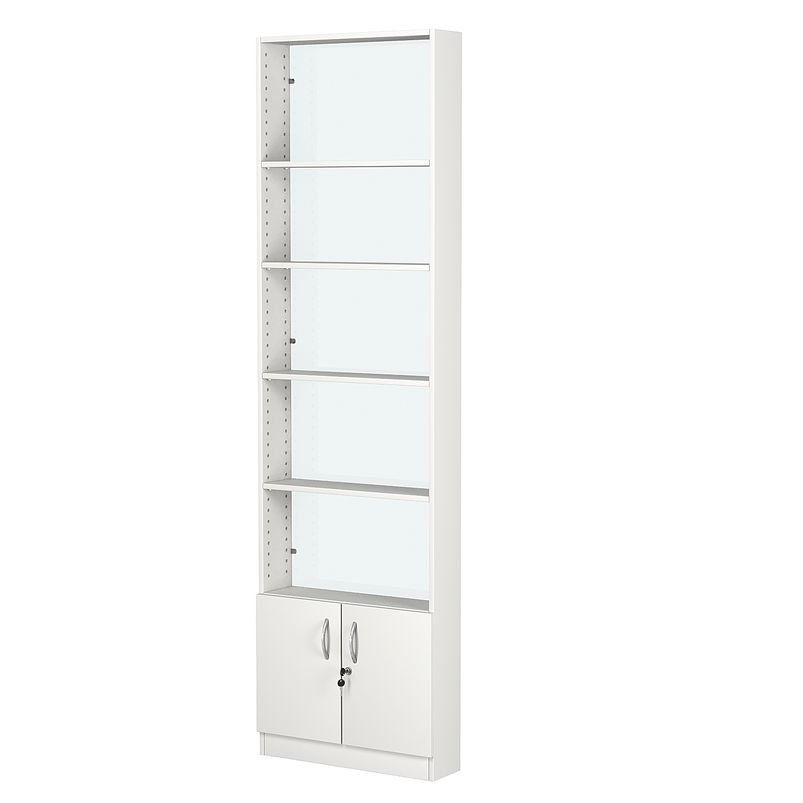 Стеллаж из ДСП с 4-мя полками 150x600 мм серии LEVEL-4 №2-1 (З/C - СТЕКЛО) Белый