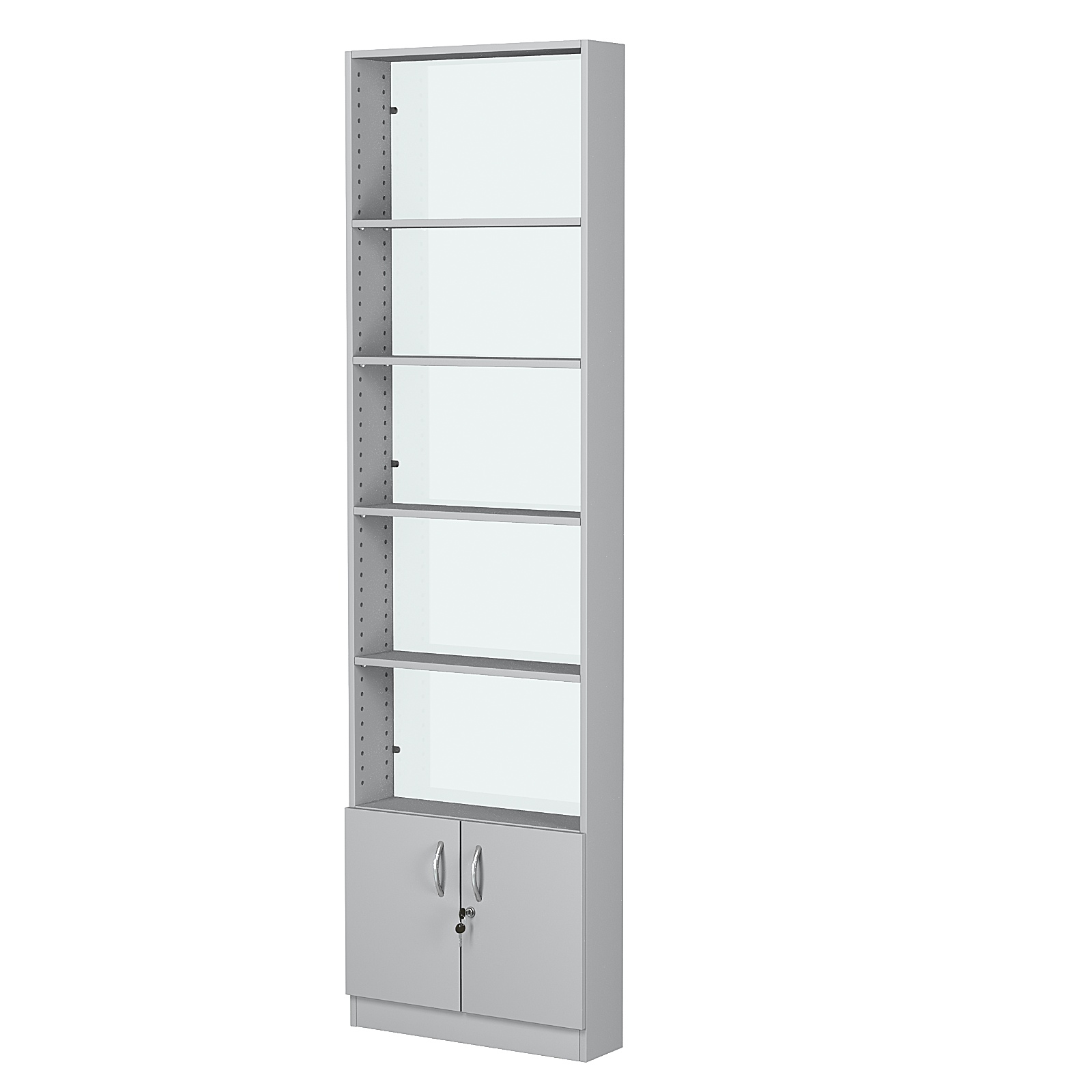 Стеллаж из ДСП с 4-мя полками 150x600 мм серии LEVEL-4 №2-1 (З/C - СТЕКЛО) Серый