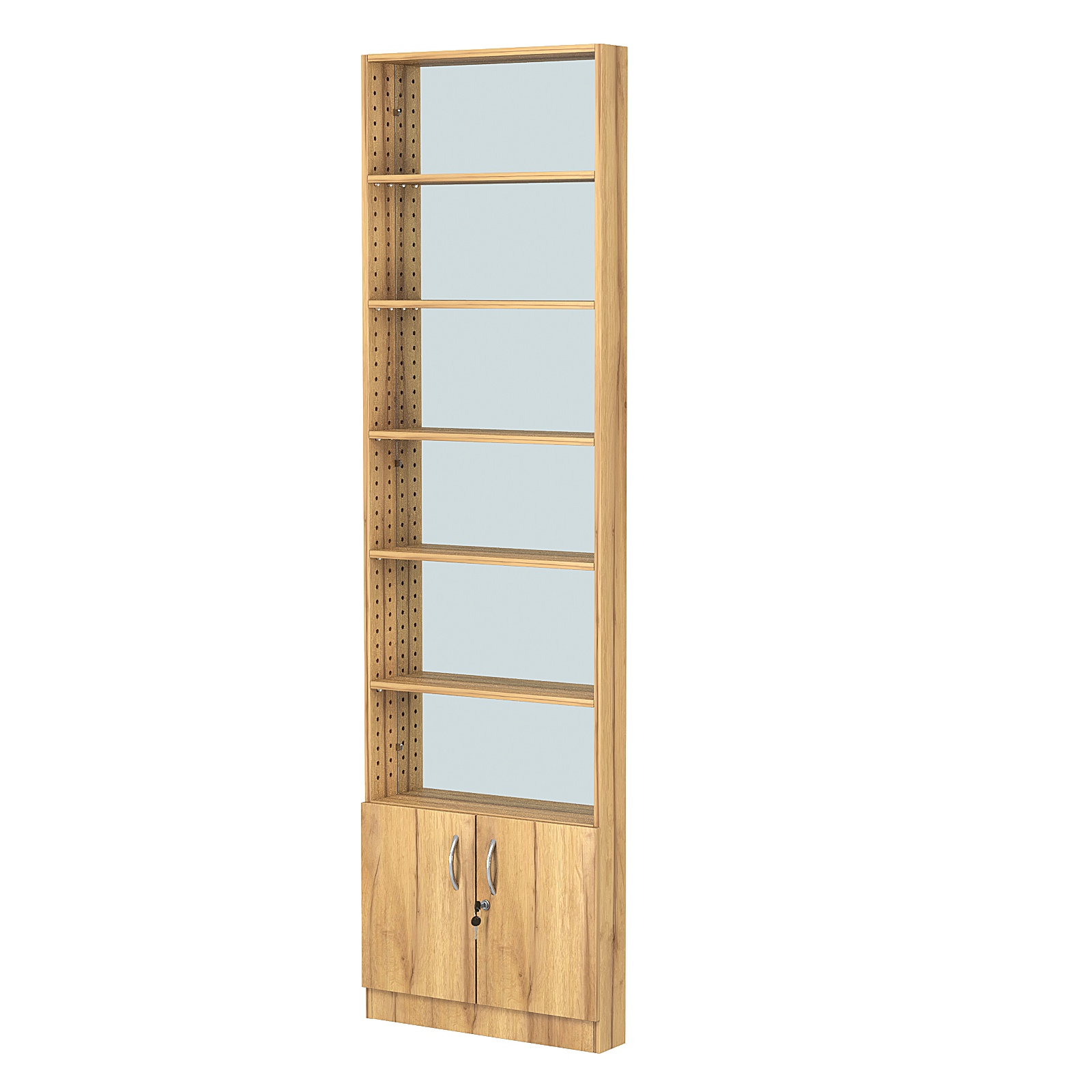 Стеллаж из ДСП с 5-ю полками 100x600 мм серии LEVEL-5 №1-2 (З/C - ЗЕРКАЛО) Дуб Золотистый