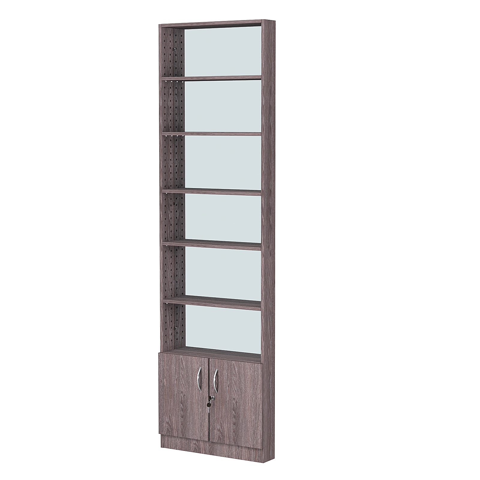 Стеллаж из ДСП с 5-ю полками 100x600 мм серии LEVEL-5 №1-2 (З/C - ЗЕРКАЛО) Ясень Анкор темный